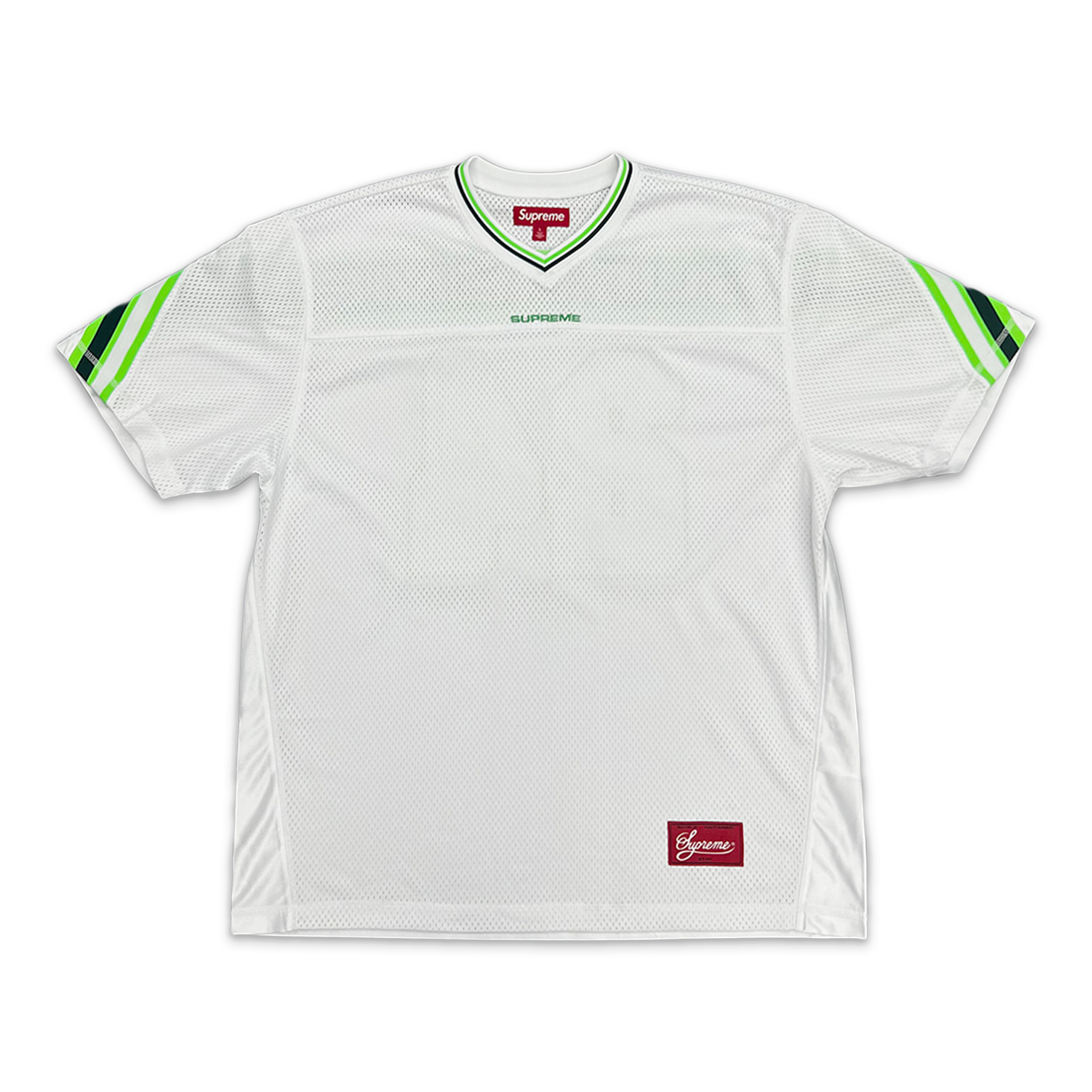Supreme, Jacquard Rib Logo Football Jersey "White"
