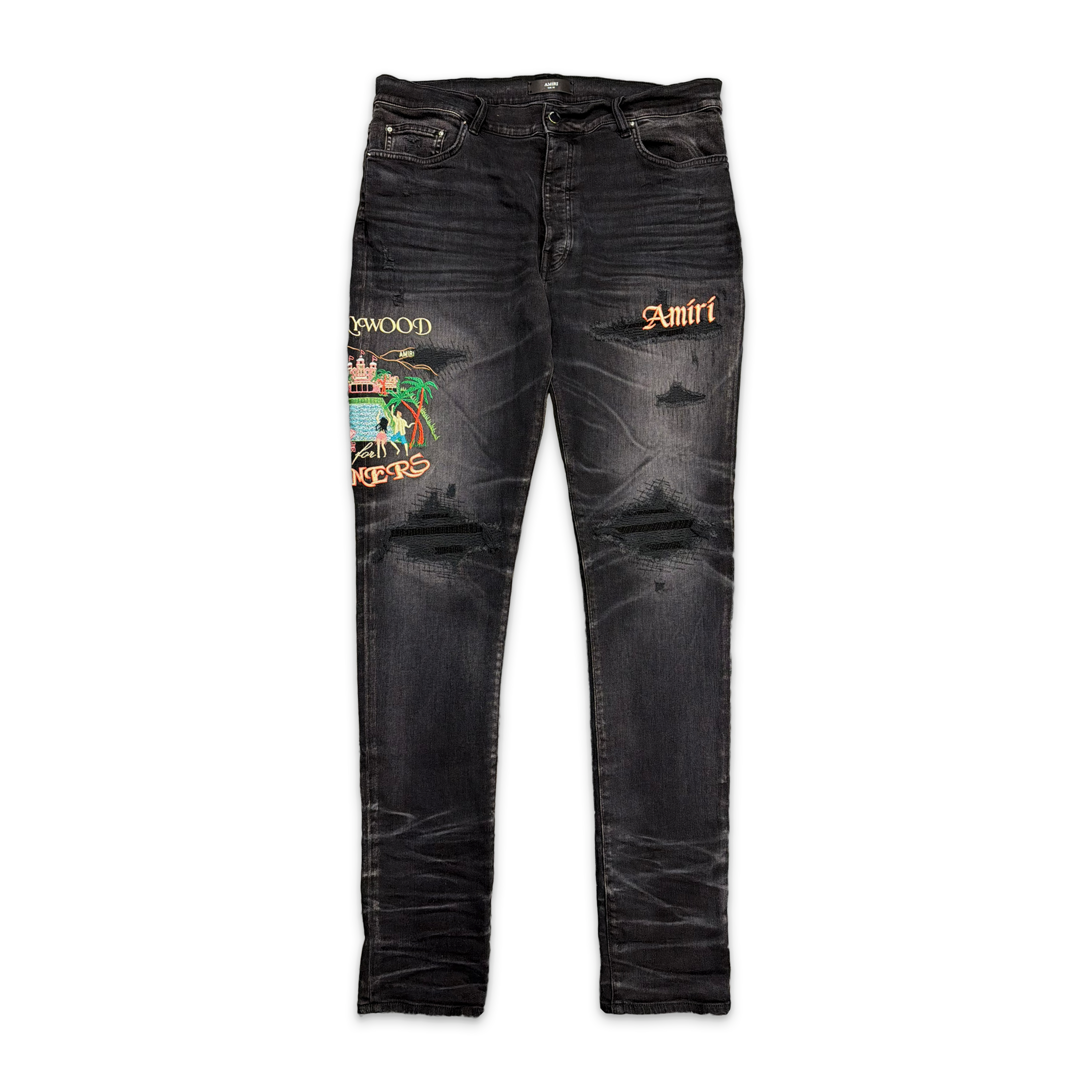 Embroidered Sinners Denim "Faded Black"