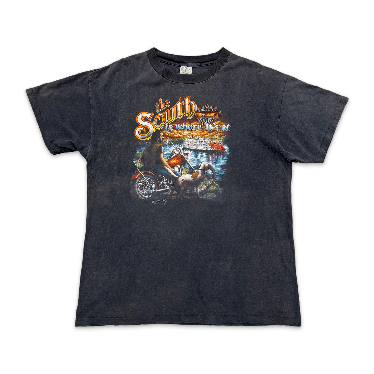 Vintage, Harley Davidson The South Tee "Washed Black"