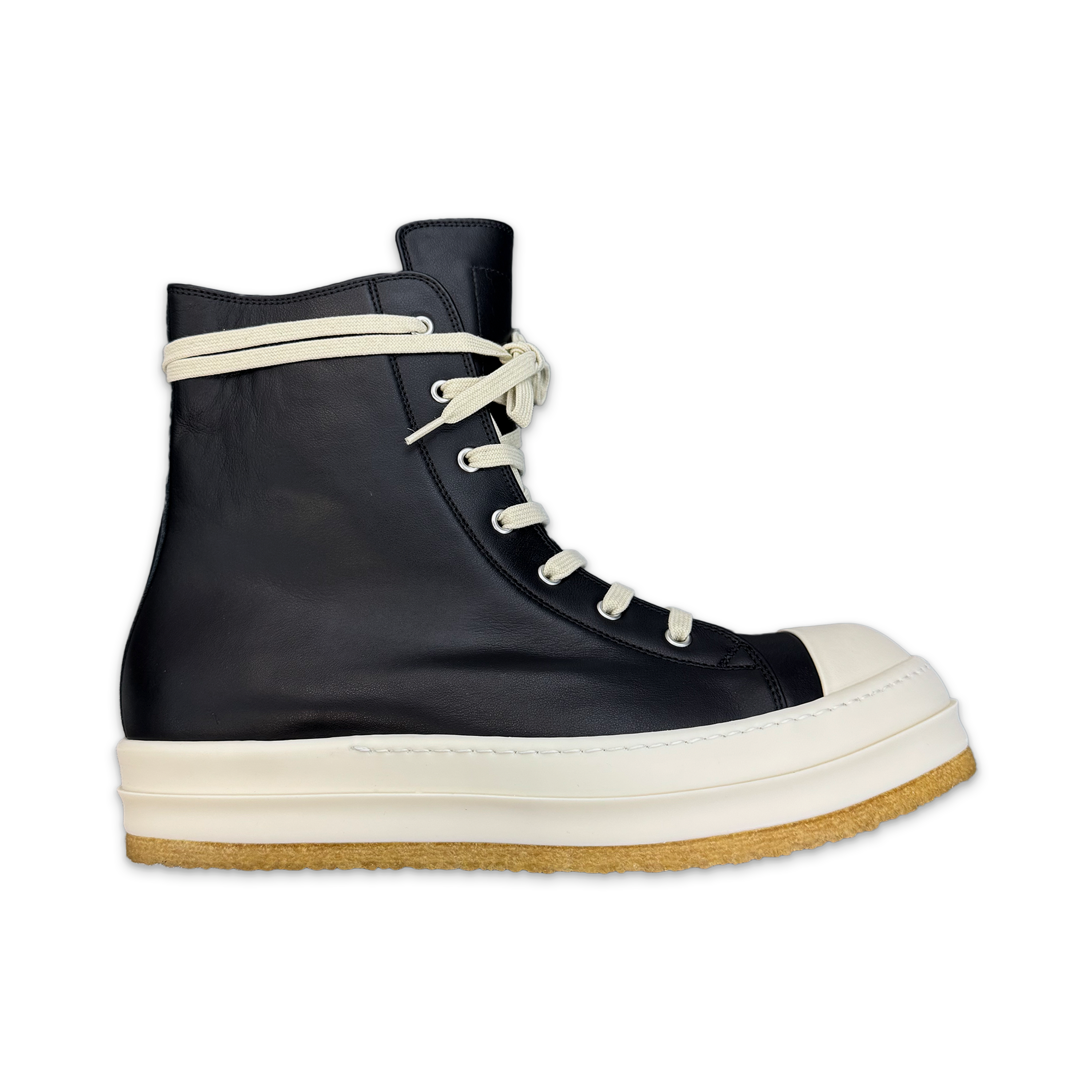 Rick Owens, Concordians Creep Ramone Leather Lace High  "Black Milk" W