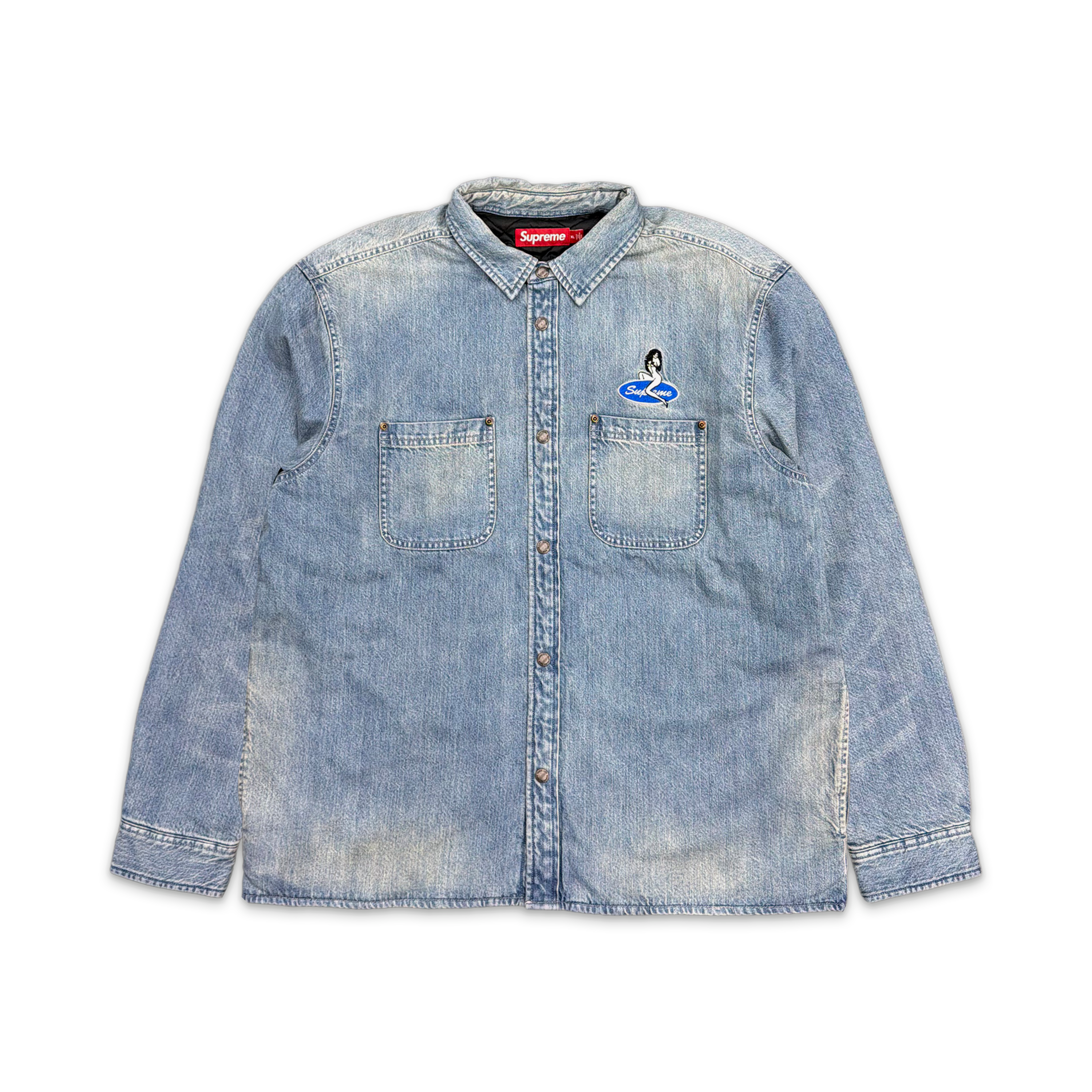 Quilted Lined Denim Snap Shirt (SS26) "Blue"
