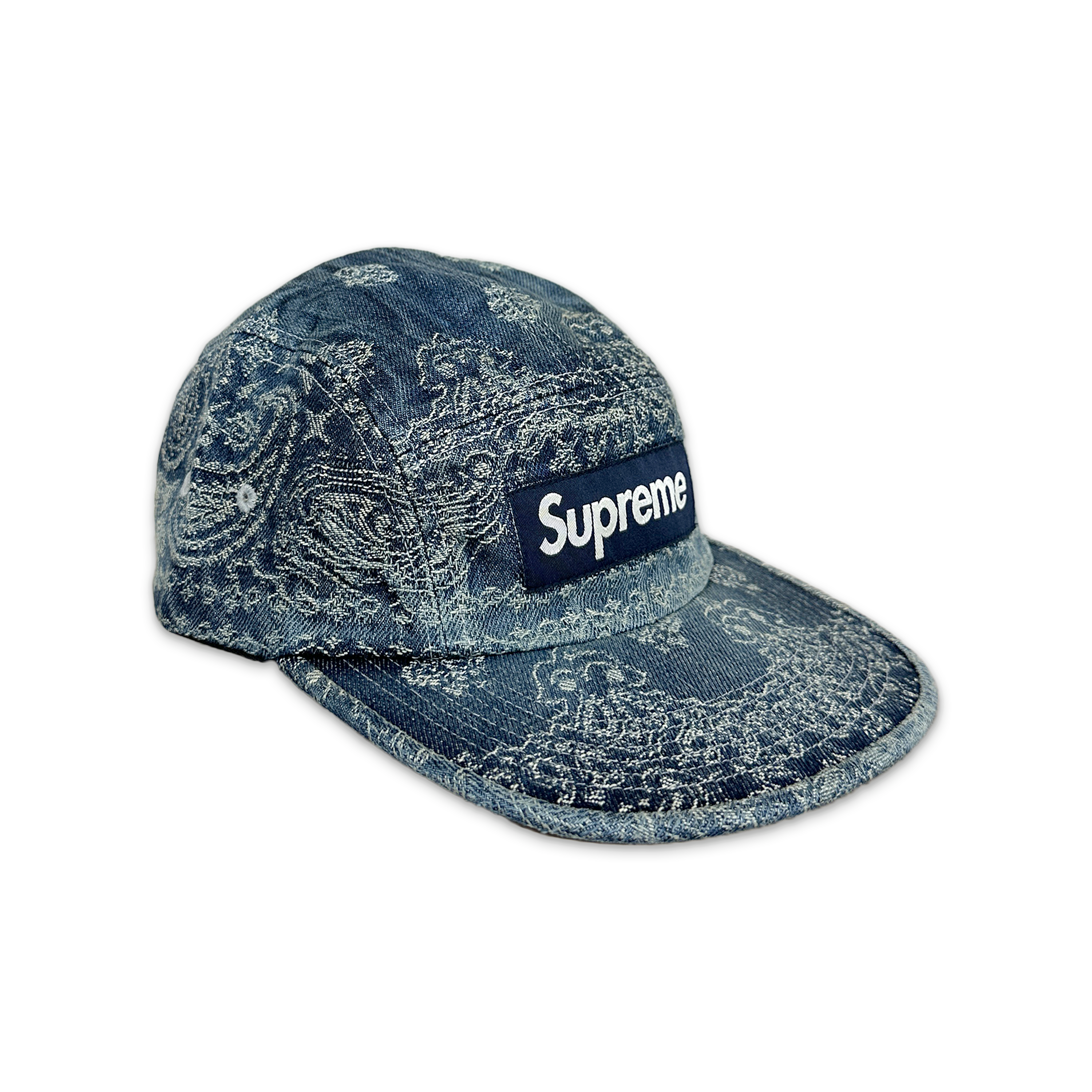 Supreme, Bandana Jacquard Denim Camp Cap "Dirty Indigo"