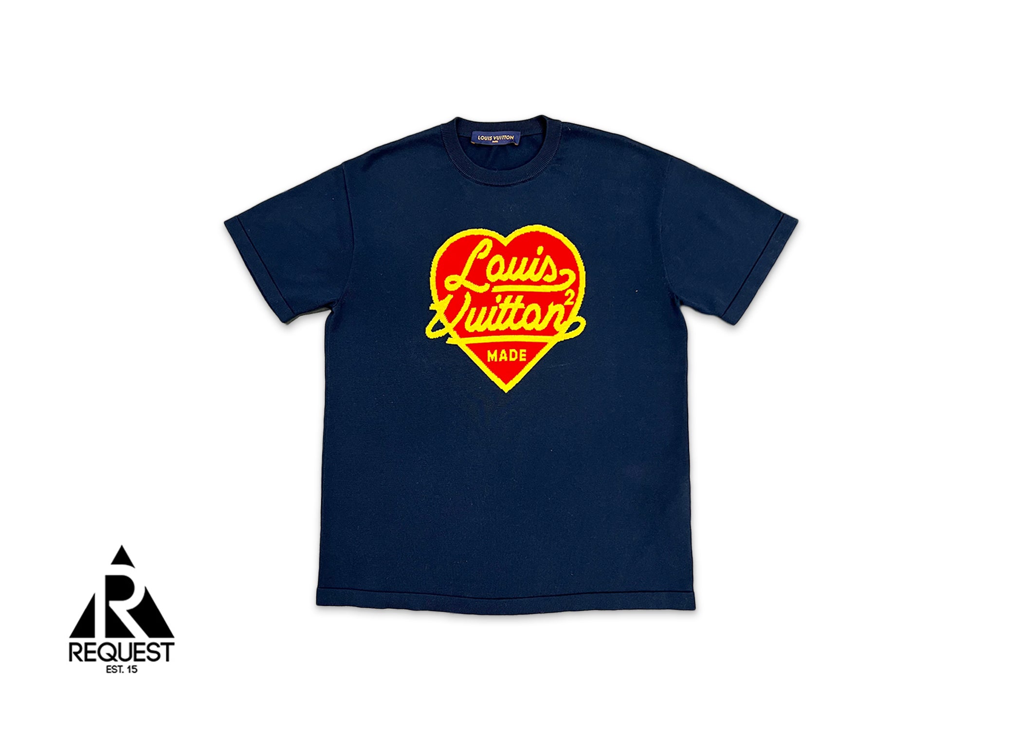 x Nigo Human Made Intarsia Jacquard Heart Crewneck Tee “Navy”