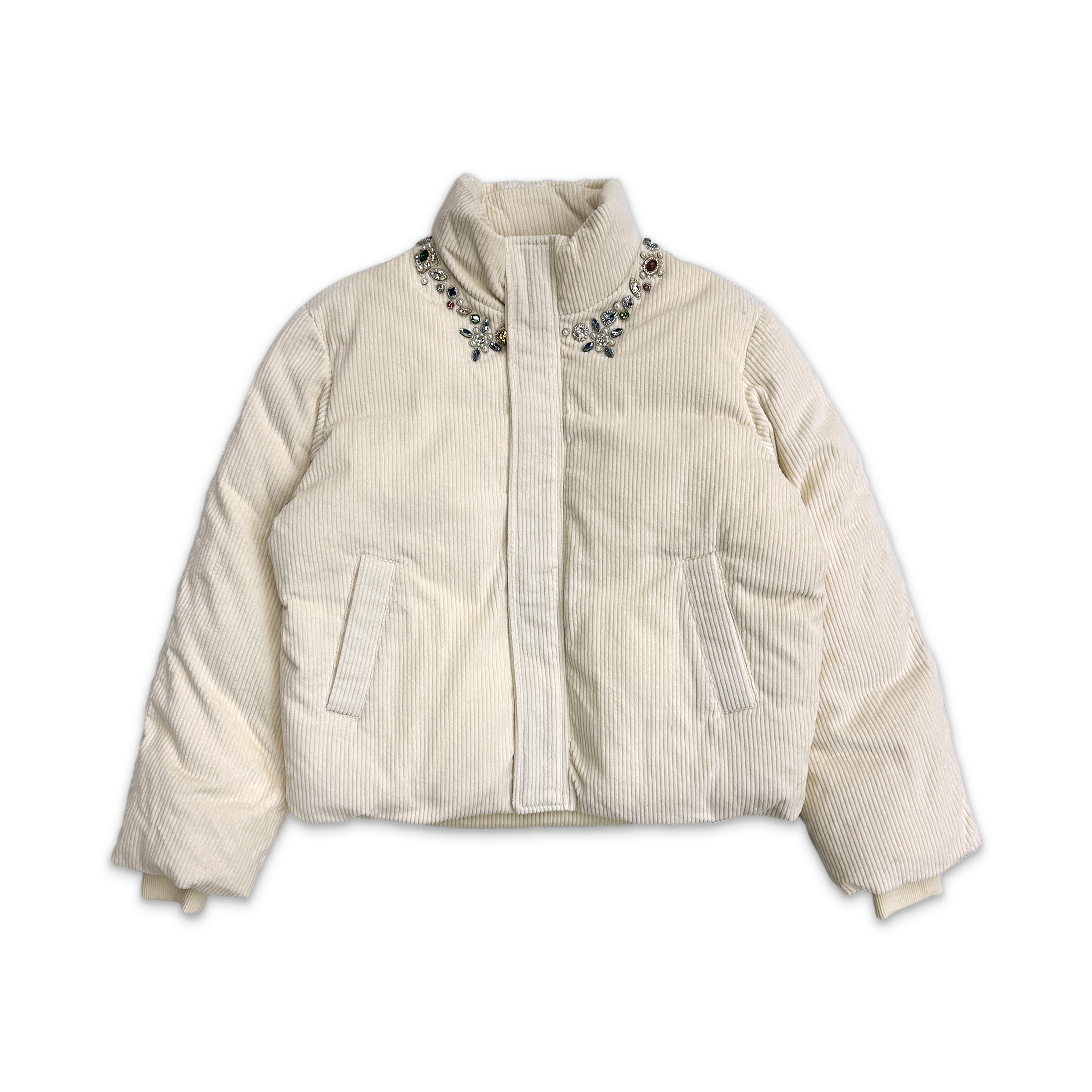 Birth of Royal Child, Future Relic Gemstone Corduroy Puffer "White"