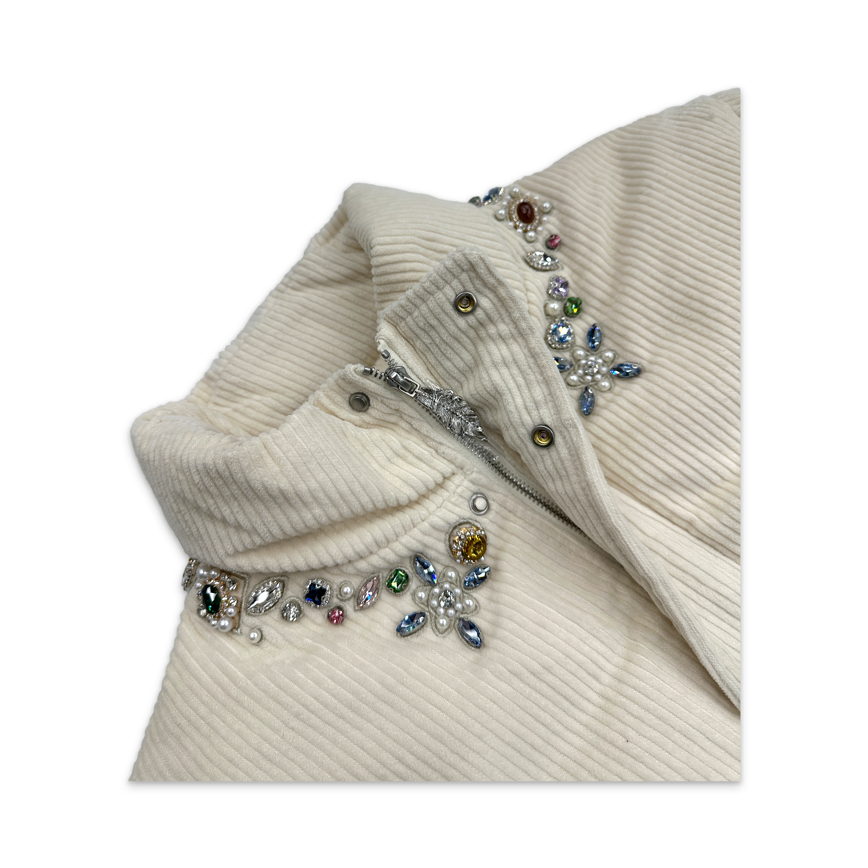 Birth of Royal Child, Future Relic Gemstone Corduroy Puffer "White"