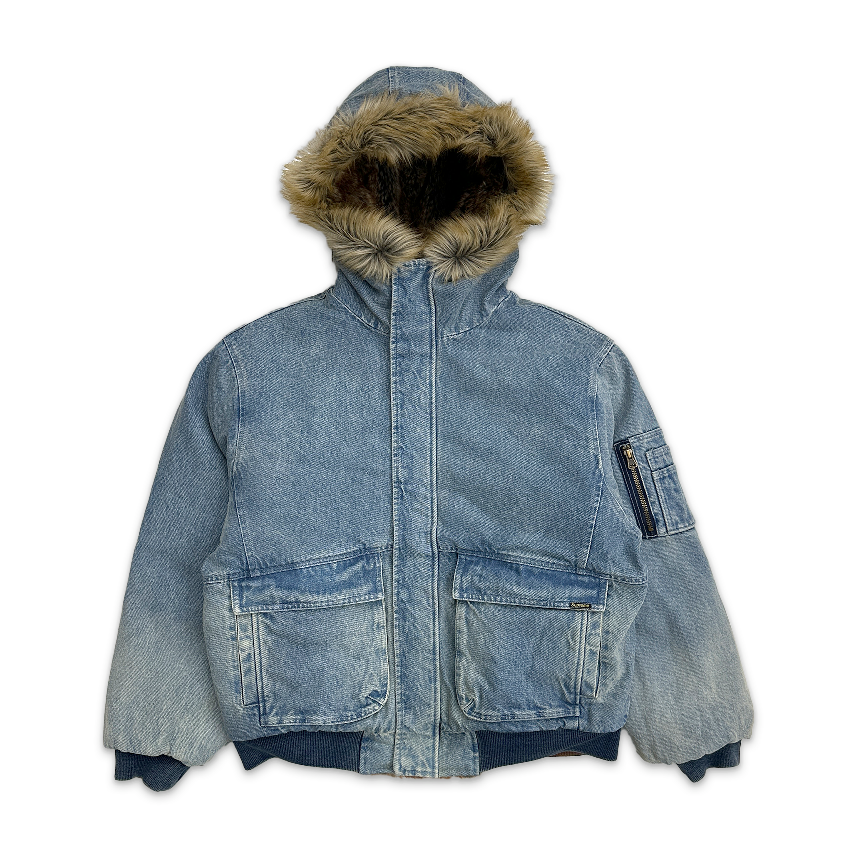 Supreme, Reversible Faux Fur Hooded Work Jacket SS26 "Denim"