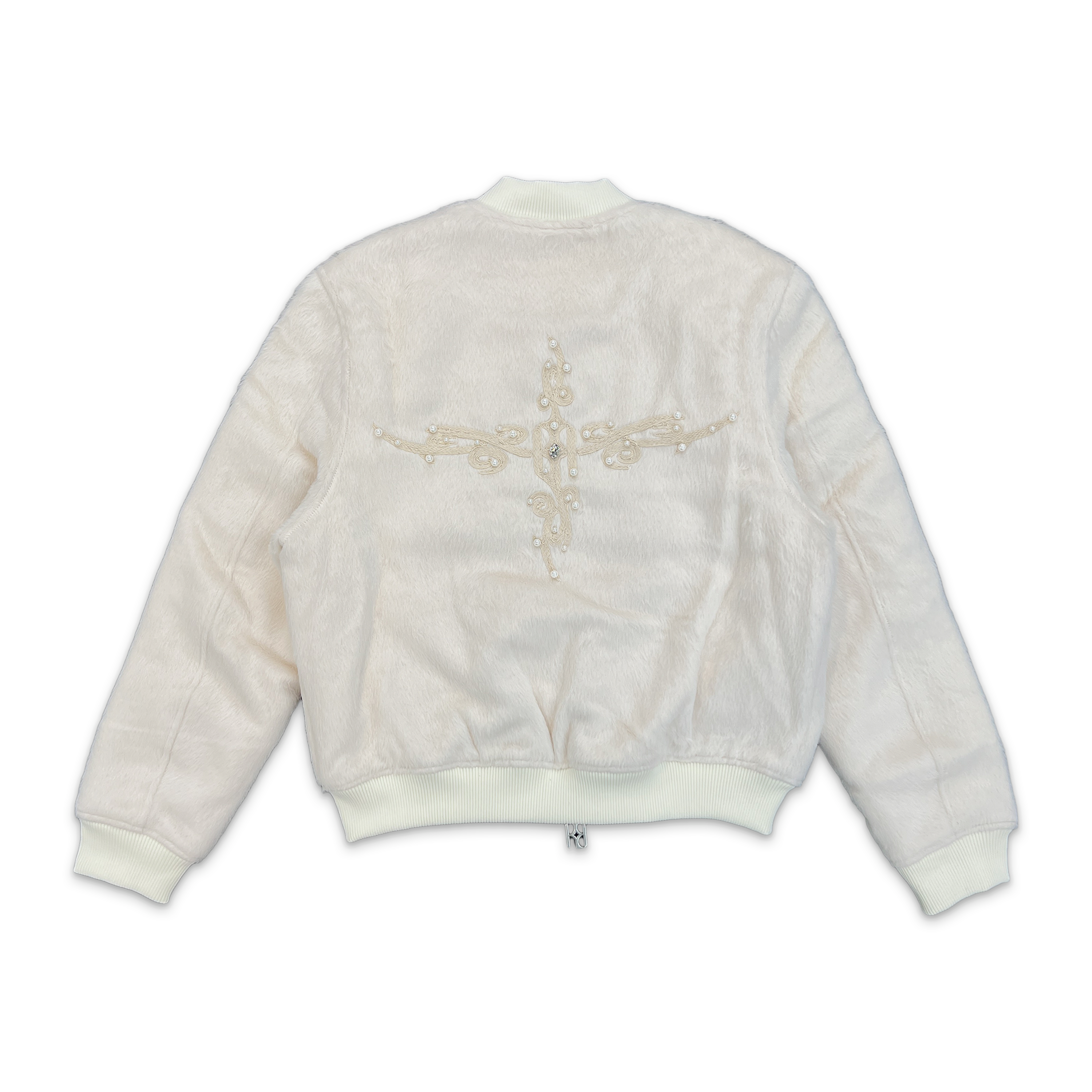 Pearl Embroidered Wool Jacket "White"