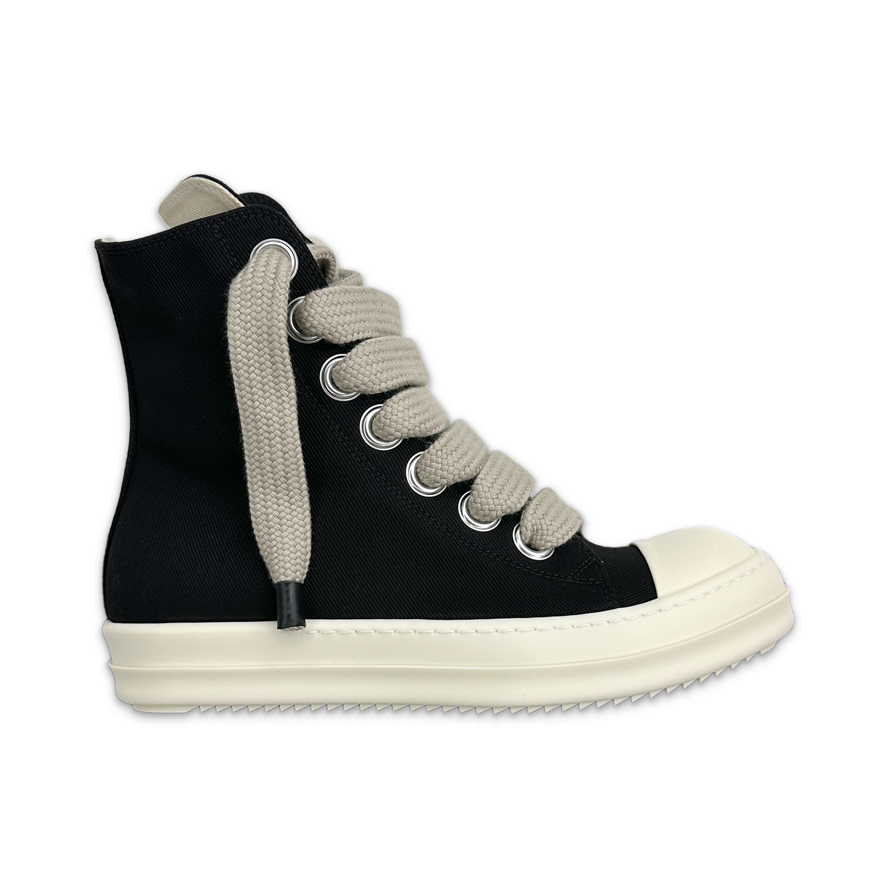 DRKSHDW Denim Jumbo Lace Canvas Ramones High "Black Milk"