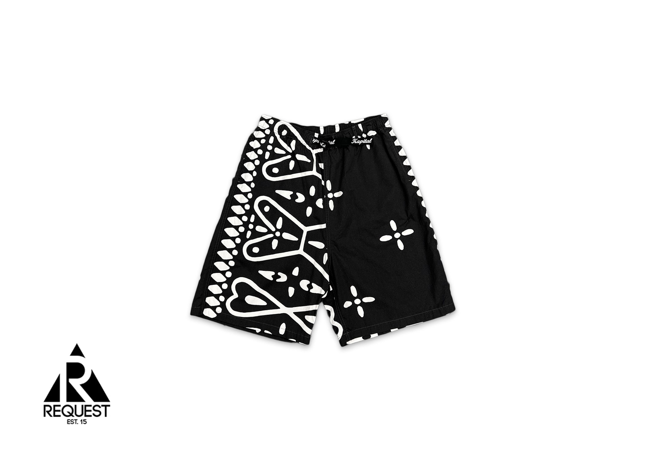 Straight-Leg Printed Combed Cotton-Twill Shorts "Black/White"