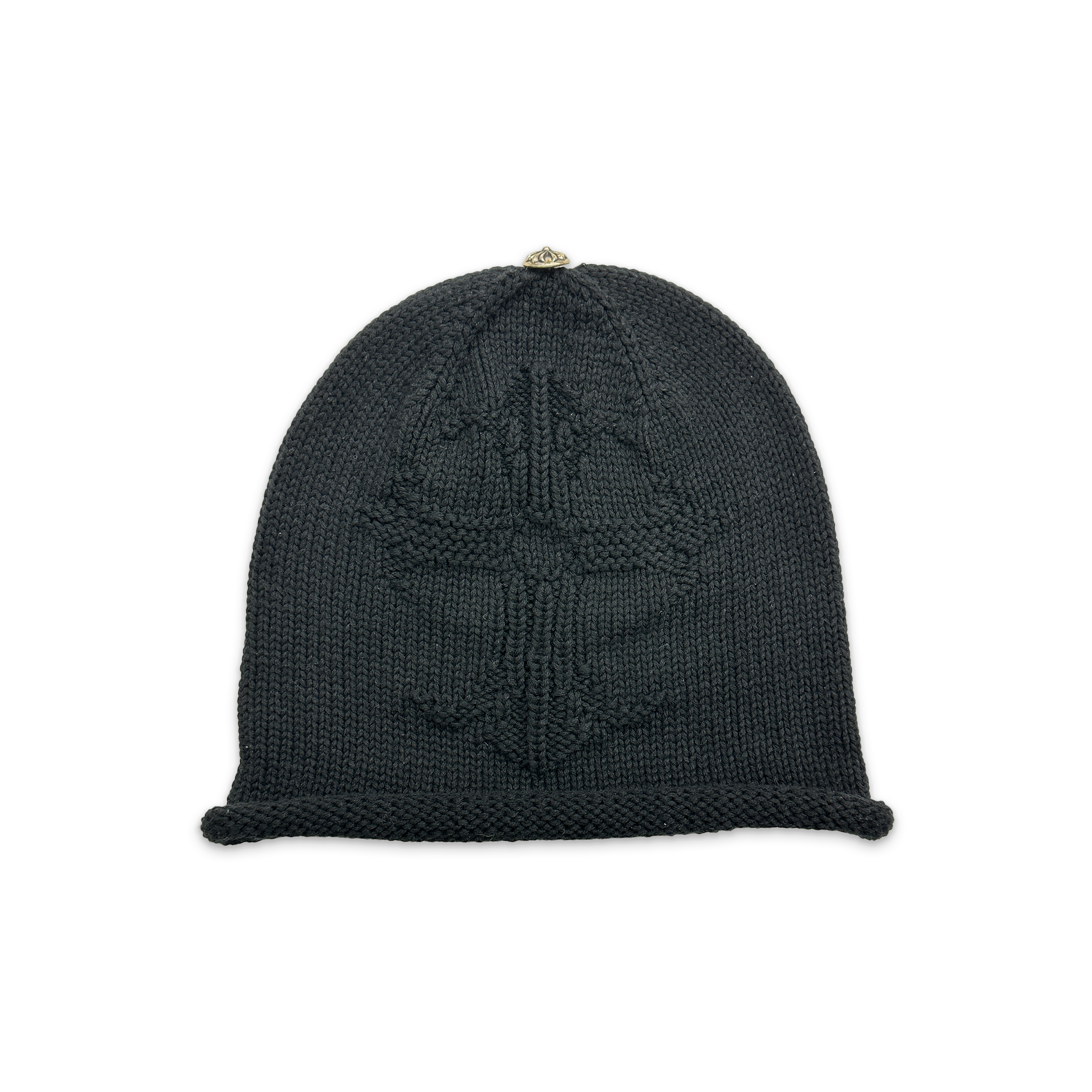 Cashmere Knitted Cross Beanie "Black"