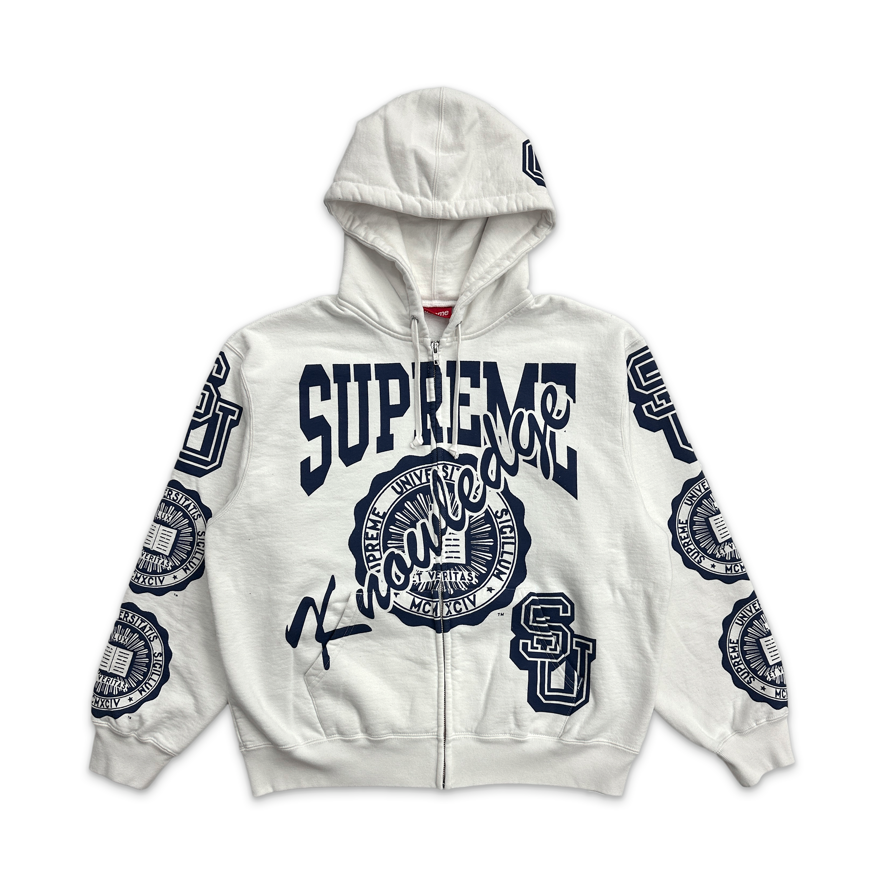 Knowledge Reigns Zip Up Hooded Sweatshirt FW25 "White"