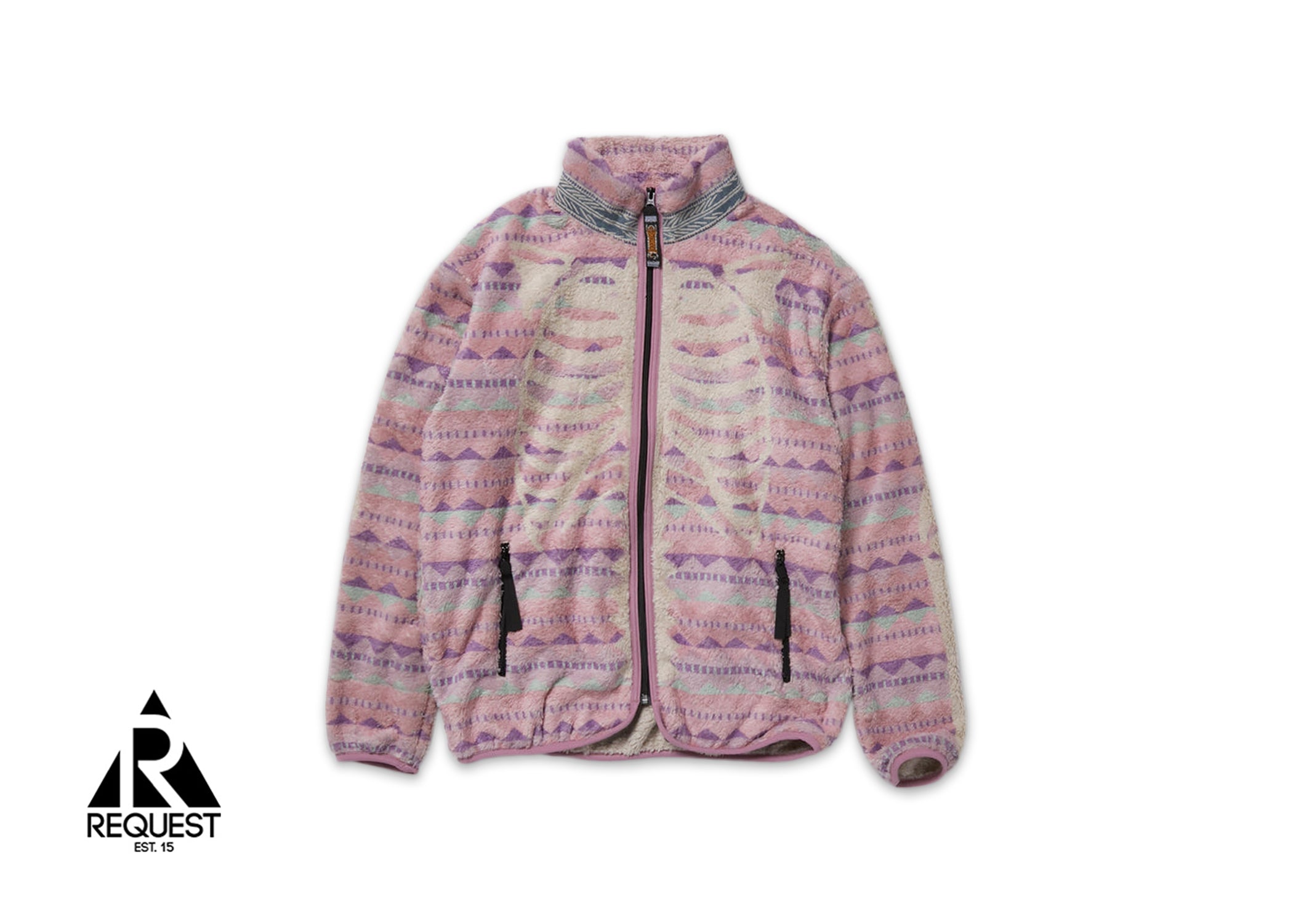 Kapital Ashland Bone Stripe Fleece Jacket "Pink"