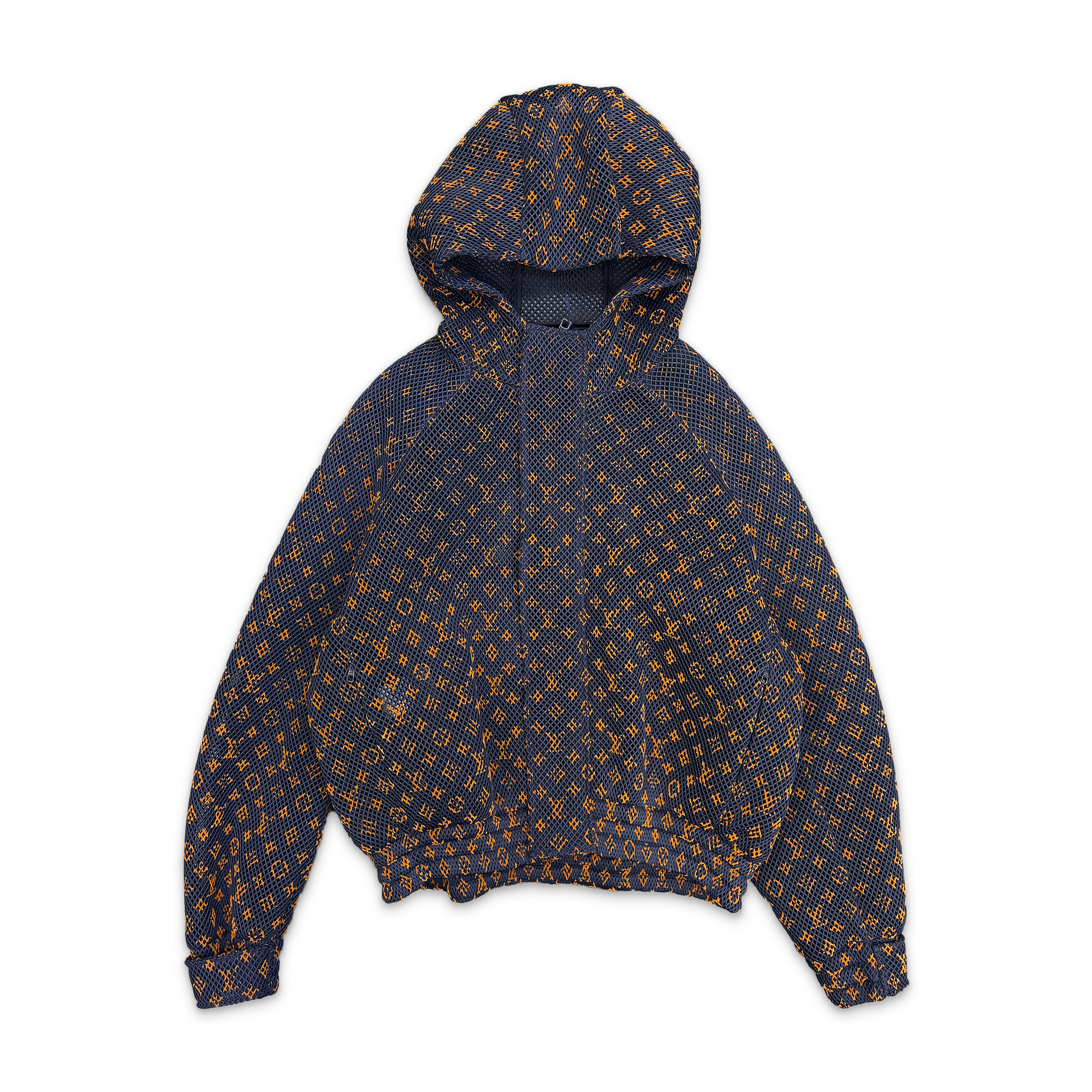Double Mesh Monogram Zip Up Jacket "Navy Orange"