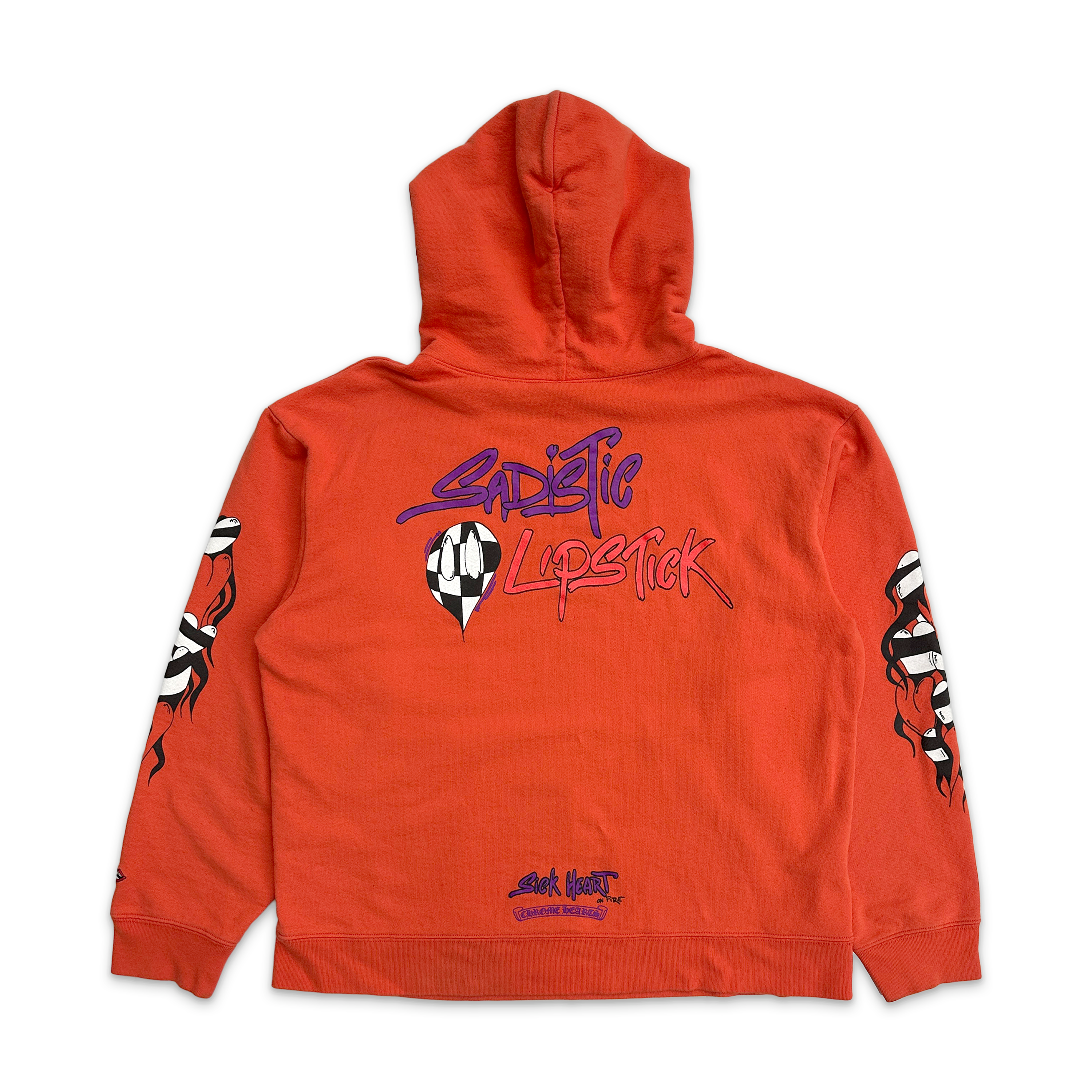Chrome Hearts, Matty Boy Sick Heart on Fire Hoodie "Red"