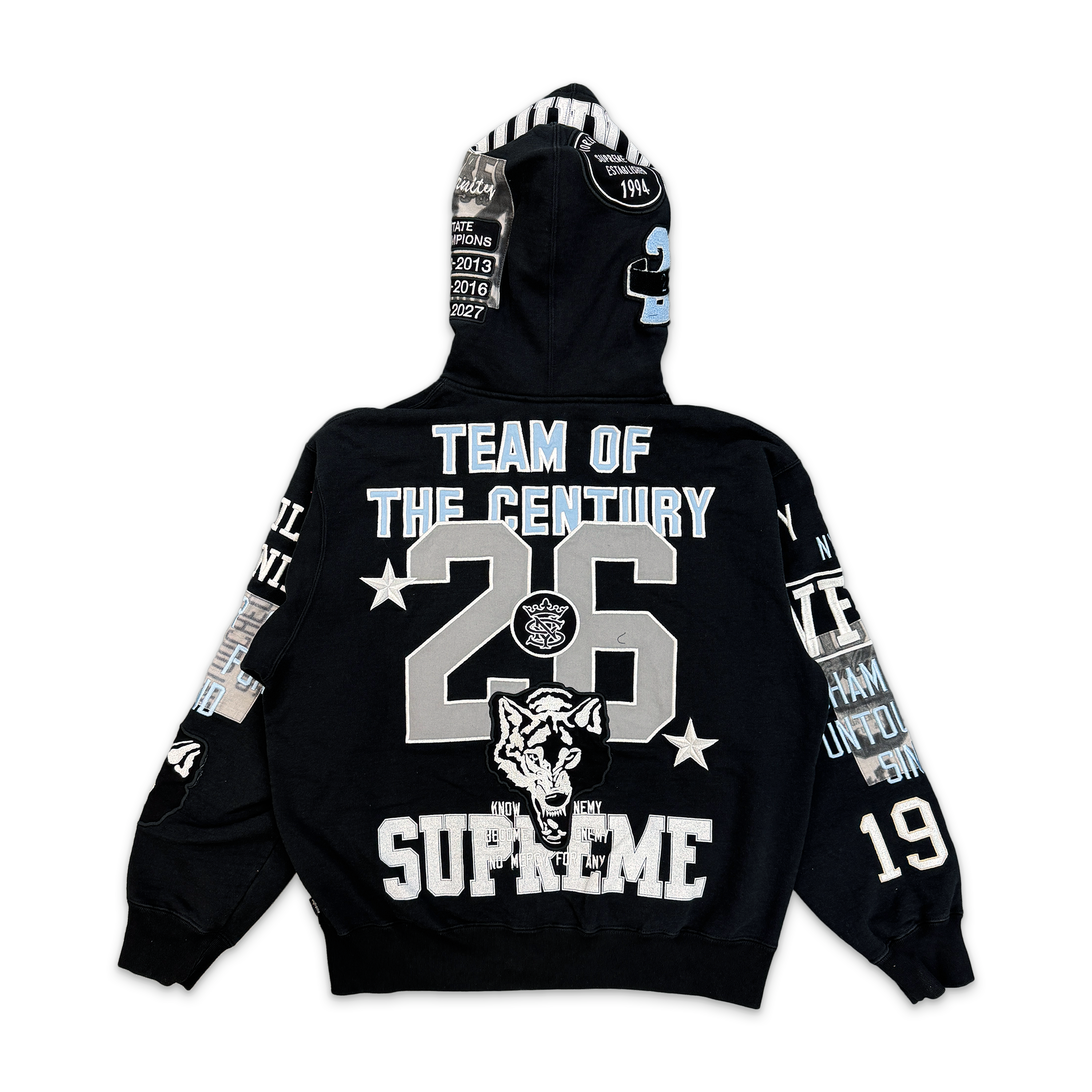 Supreme, Warriors Appliqué Zip Up Hooded Sweatshirt "Black" (SS26)