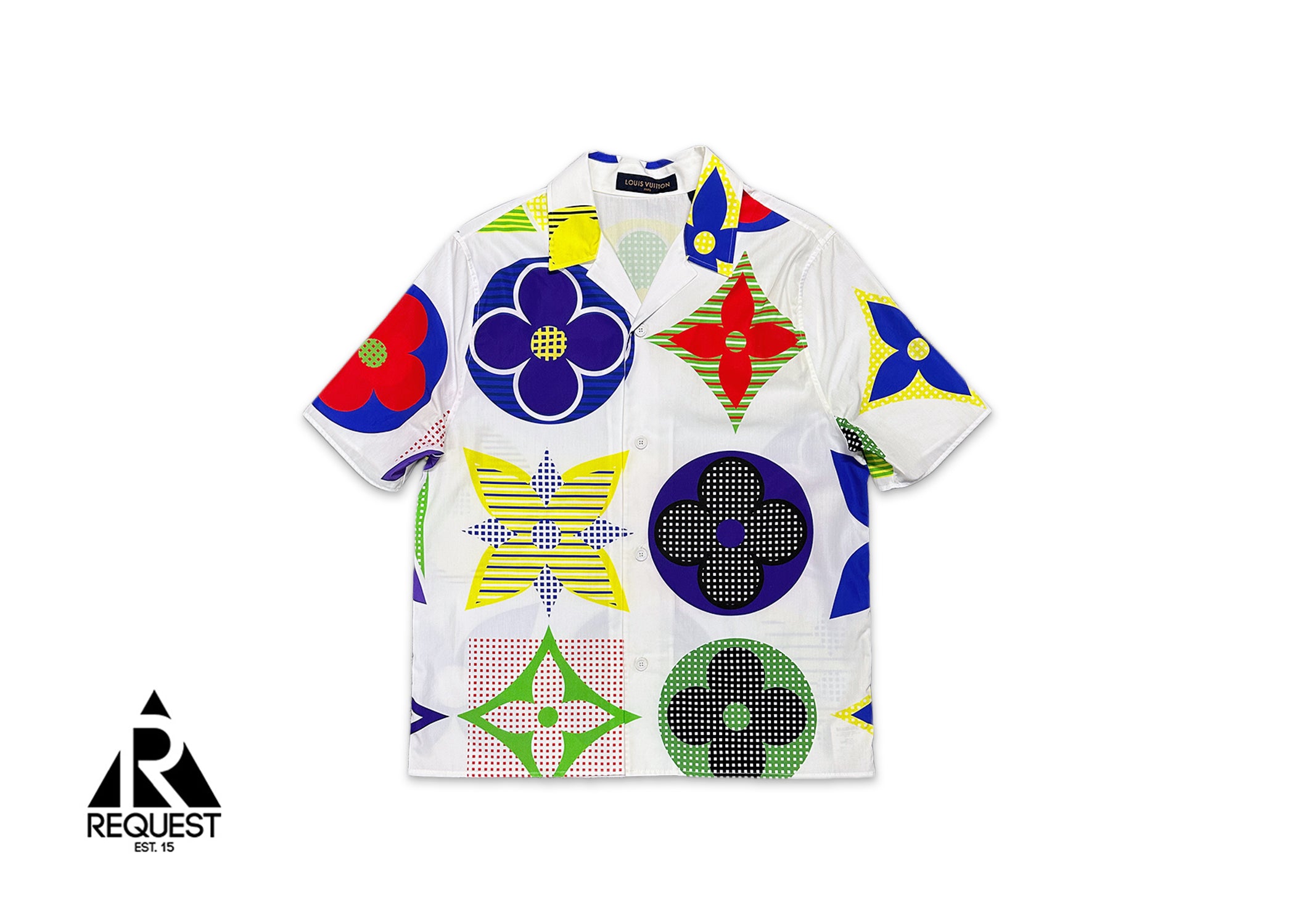 Louis Vuitton, Giant Monogram Short-Sleeved Button Up Shirt "Multi Color"