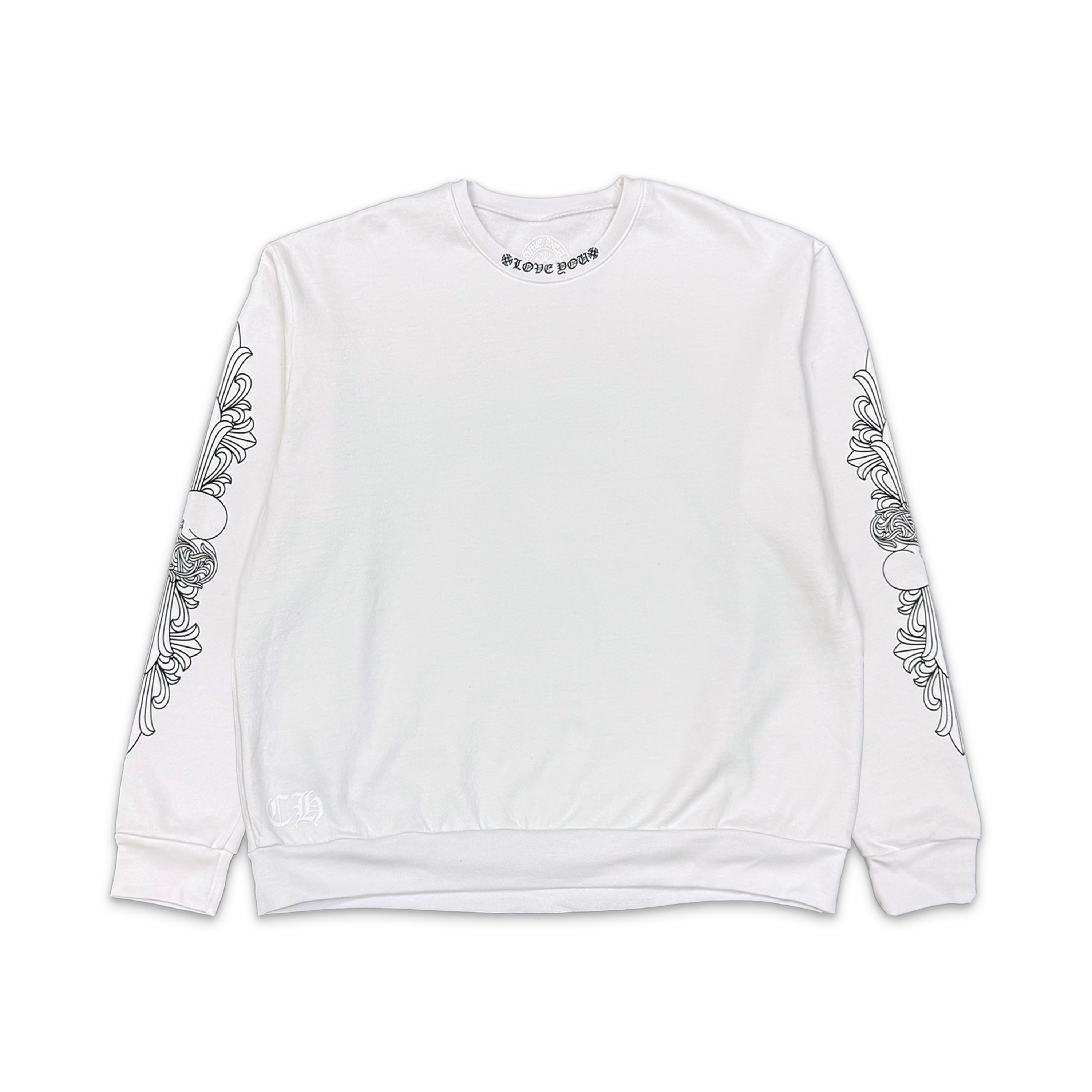 Love You Sacred Floral Heart Crewneck “White”