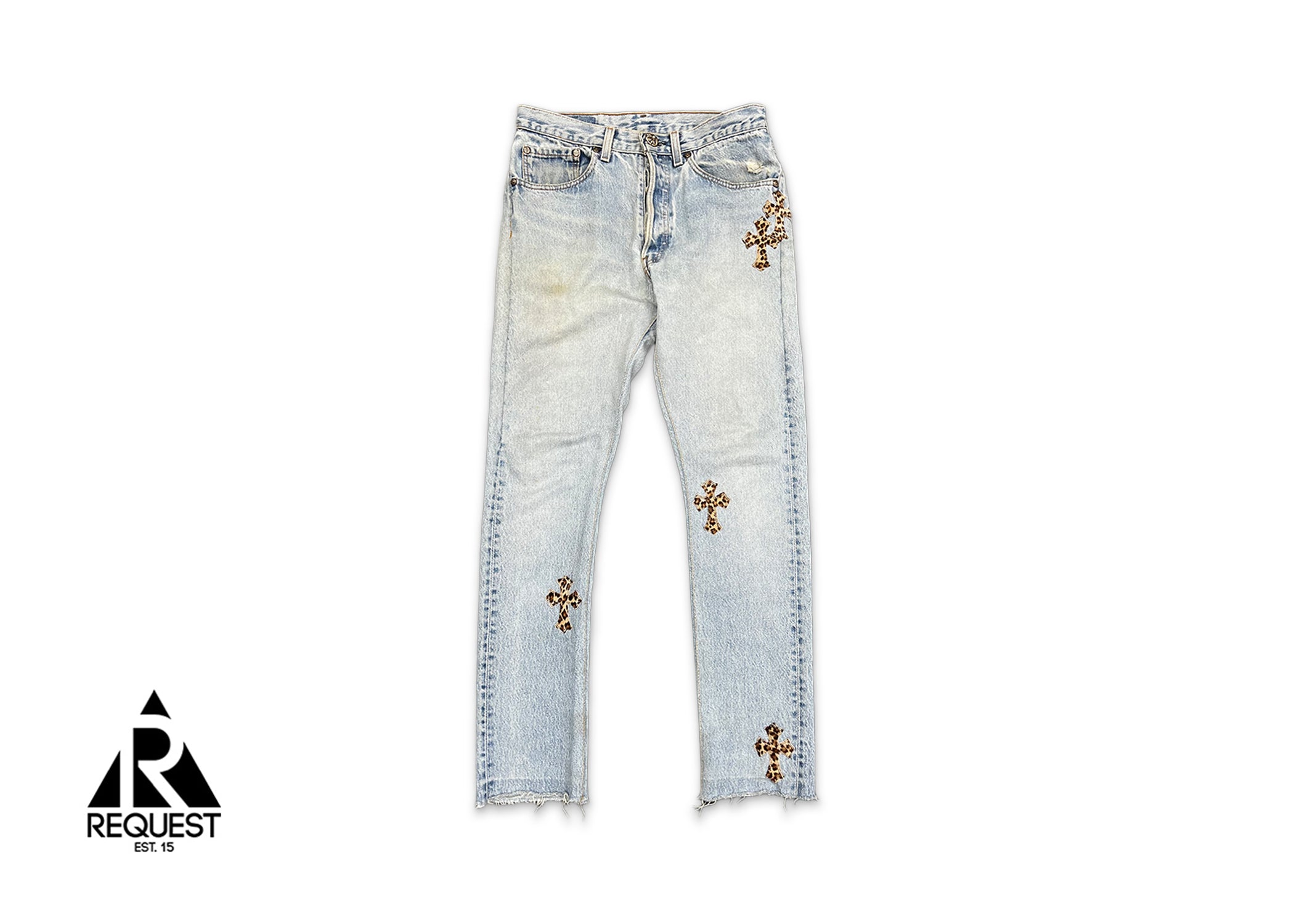 Chrome Hearts, Levi's Light Wash Denim "Leopard Crosses"
