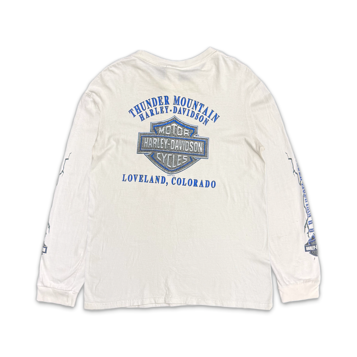 Harley Davidson Thunder In The Rockets L/S Tee "White/Blue"