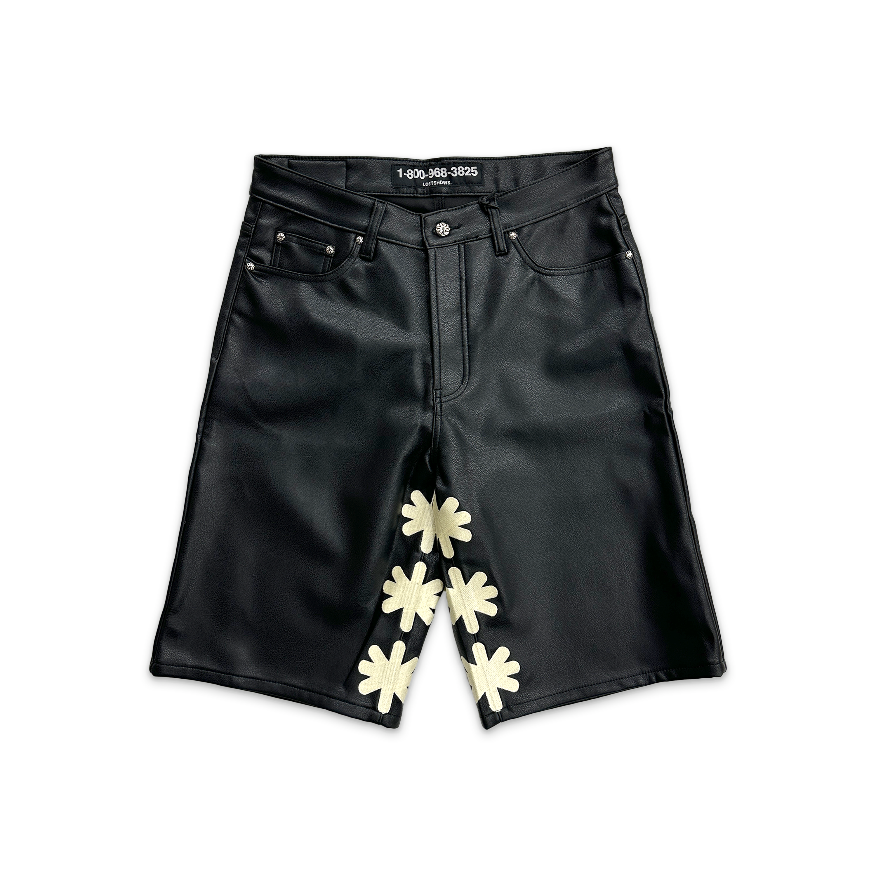 Leather Shorts "Black/Bone"