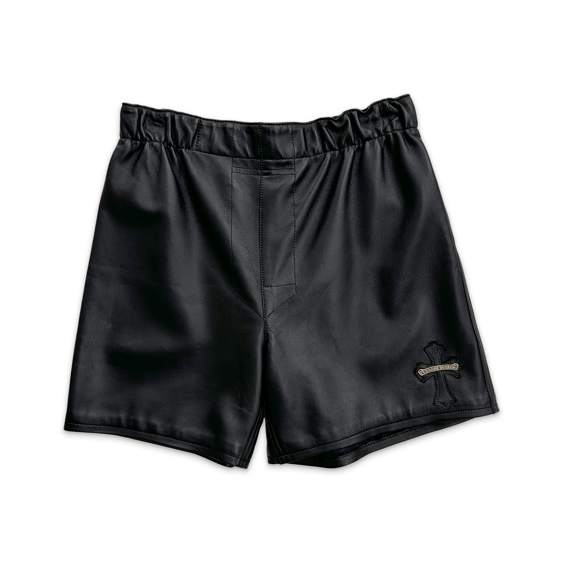 CROSS LEATHER PATCH BAGGY SHORTS -2.COLOR- | WALKIN STORE