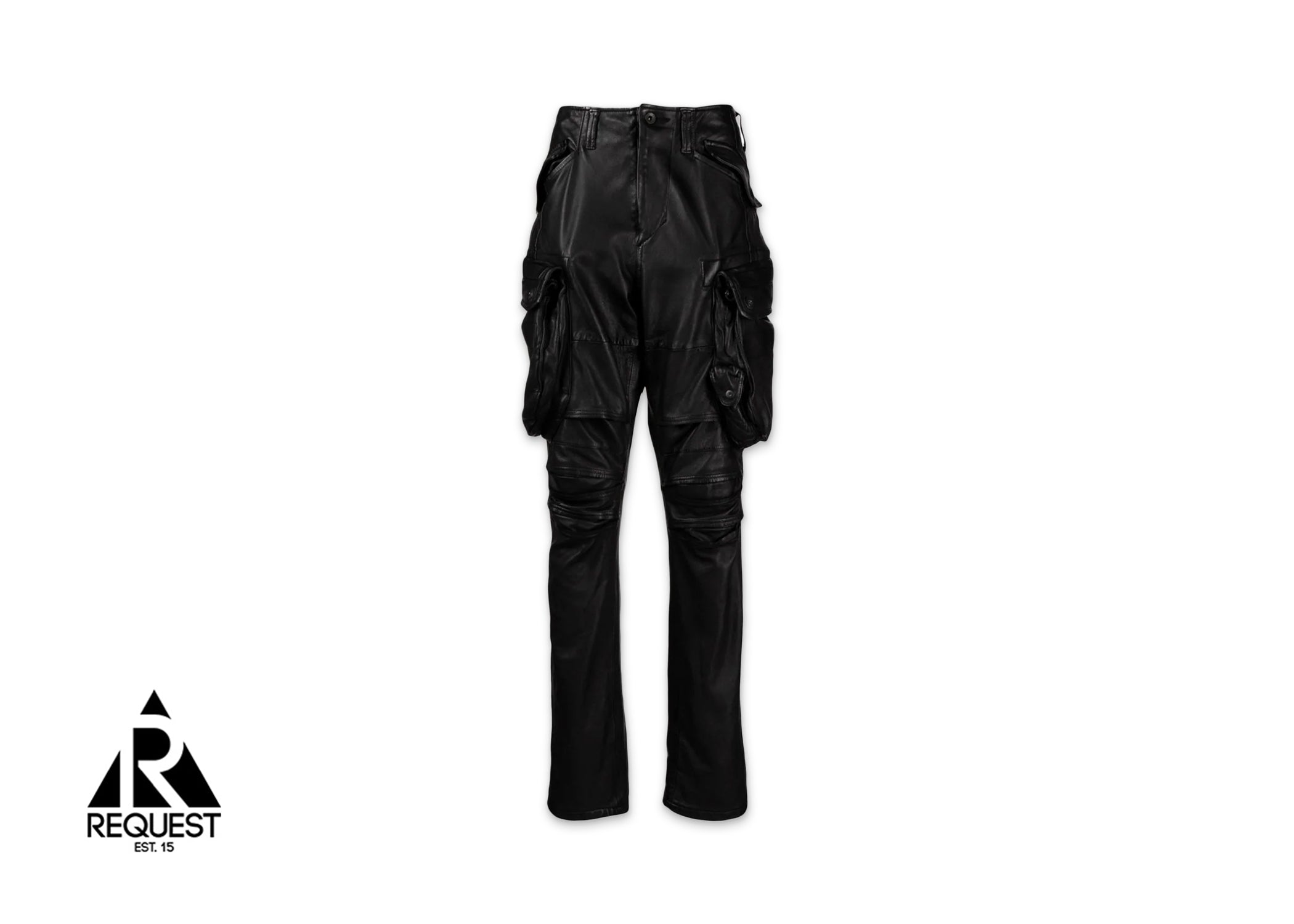 Julius Leather Tapered-Leg Cargo Pants "Black"