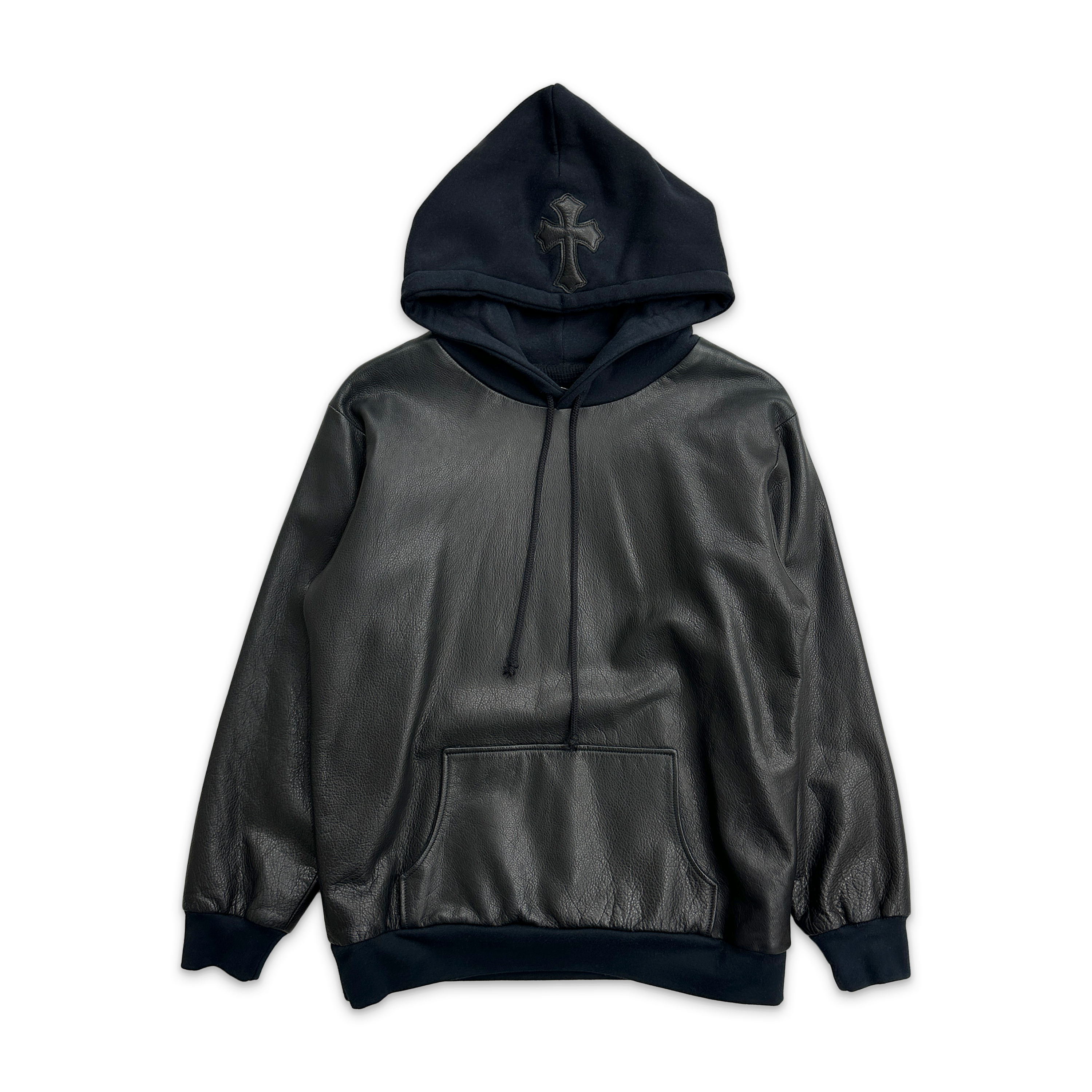 Hood Cross Leather Hoodie 