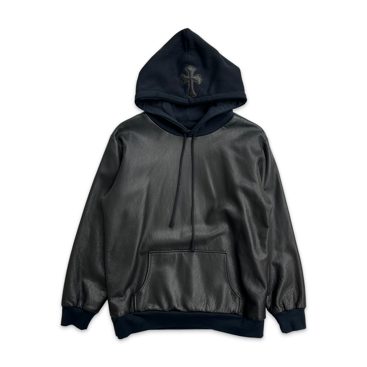 Hood Cross Leather Hoodie 
