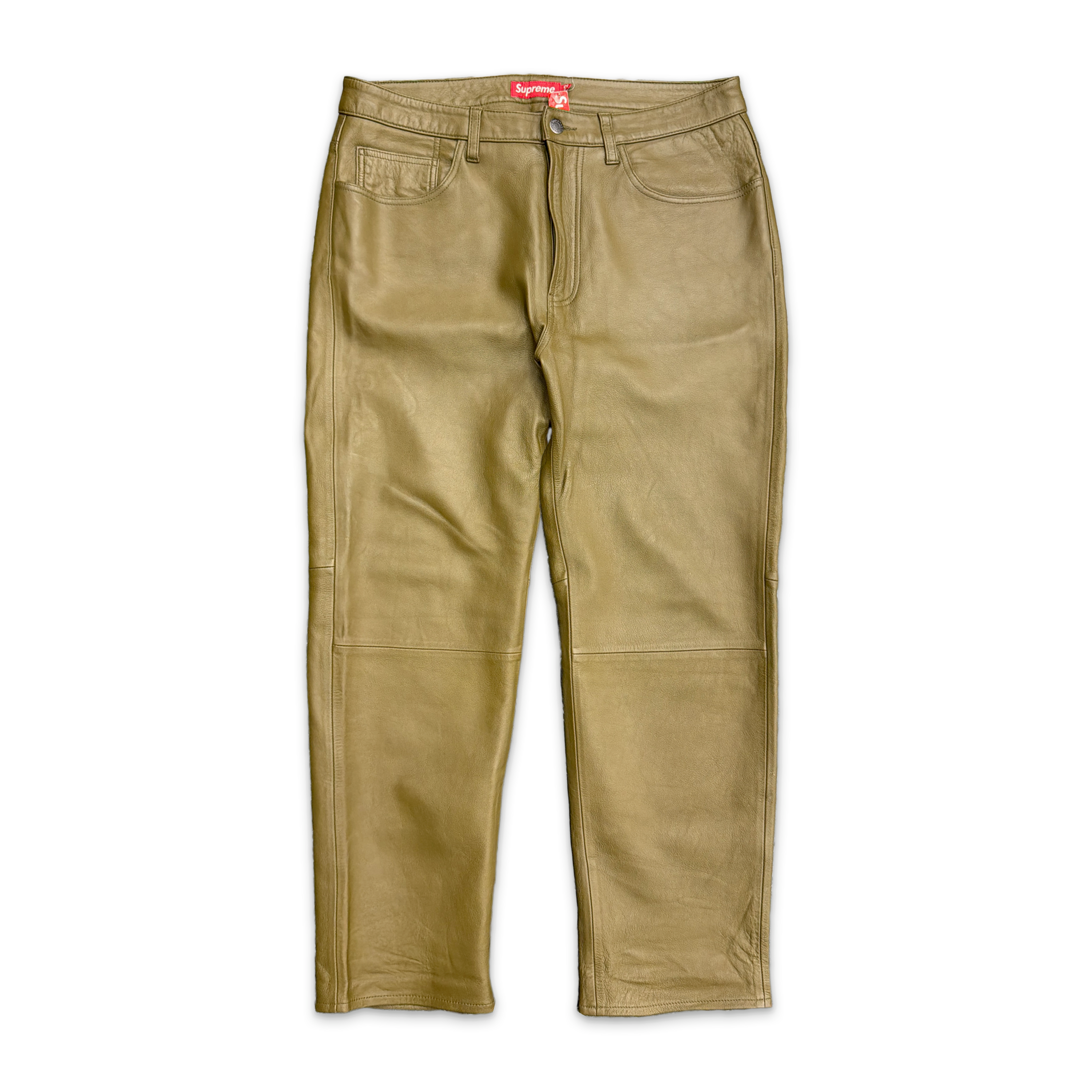 Supreme, Leather Trousers "Olive"