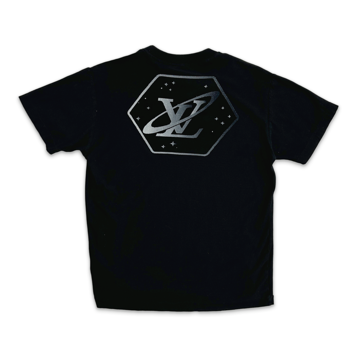 Satin Applique Space Logo Tee "Black"