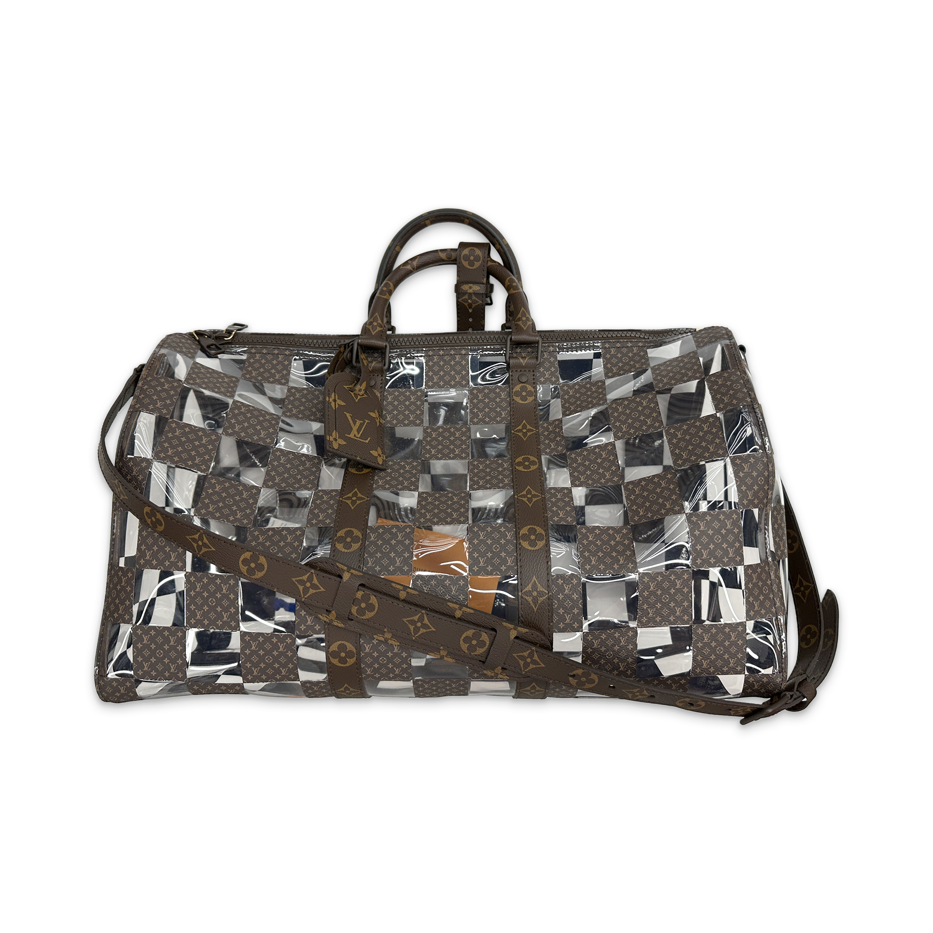 Keepall Bandouliere 50 Monogram Chess "Brown/Clear"