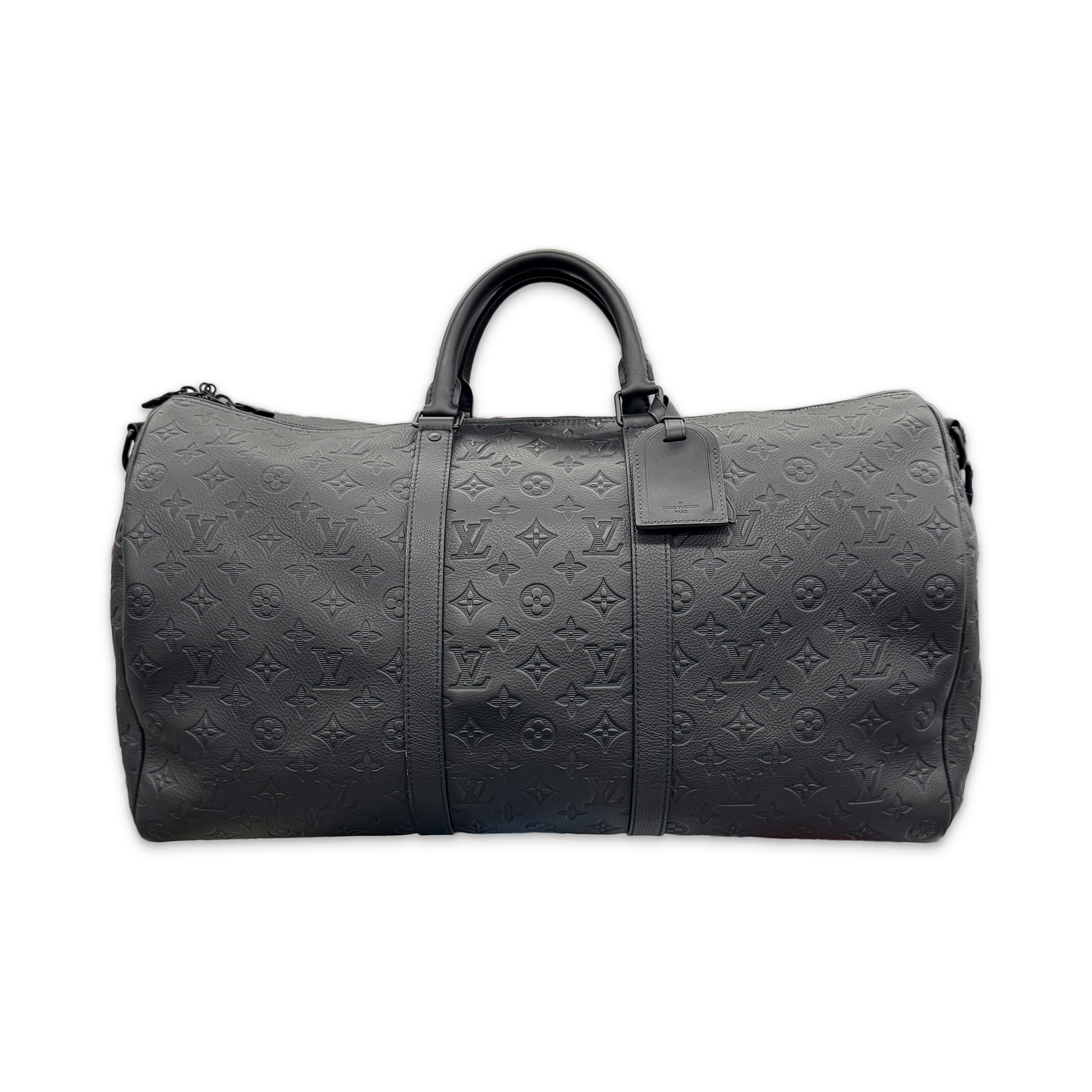 Louis Vuitton, Keepall Leather Bandouliere 50 “Black Monogram Shadow"