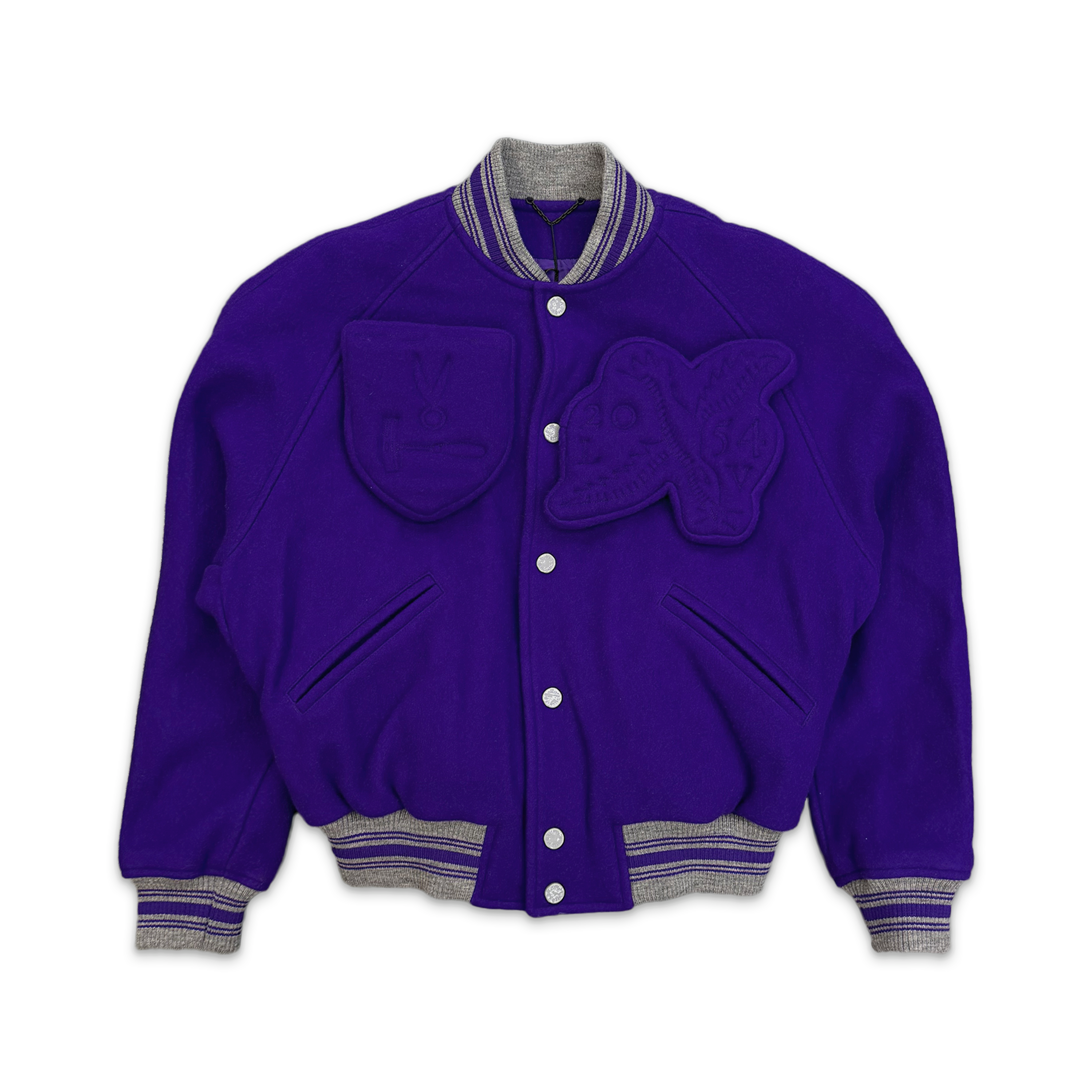 Embossed Varsity Jacket "Purple Grey"