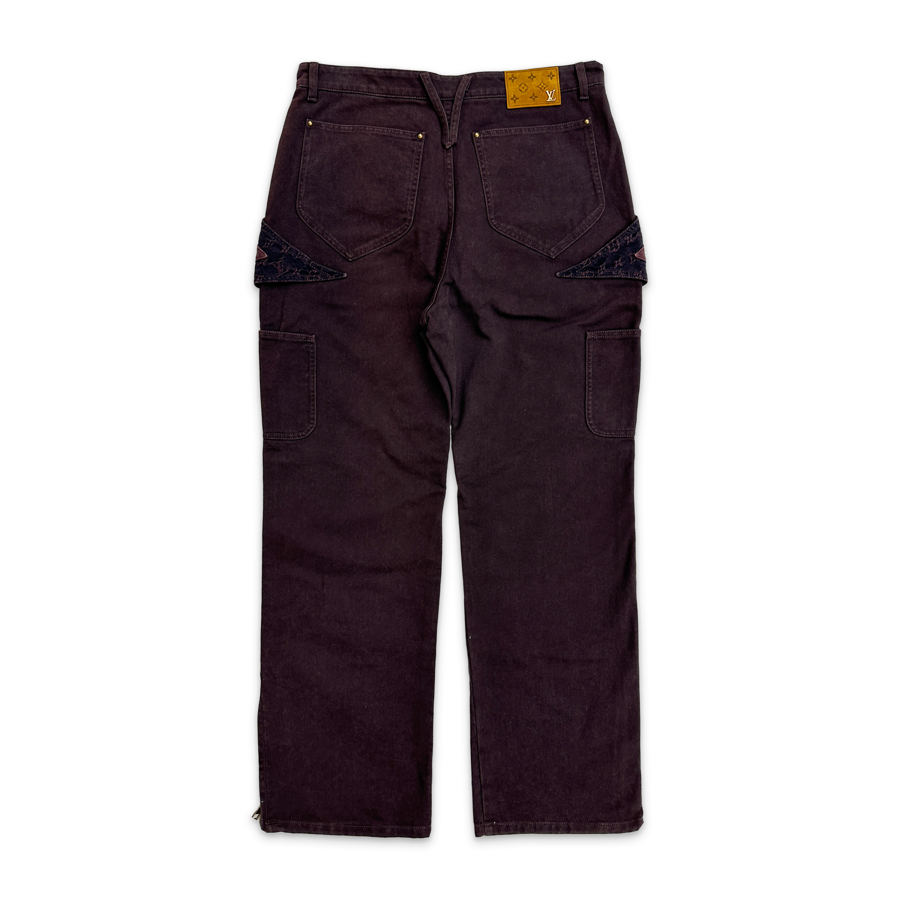 Monogram Flower Jeans "Burgundy"