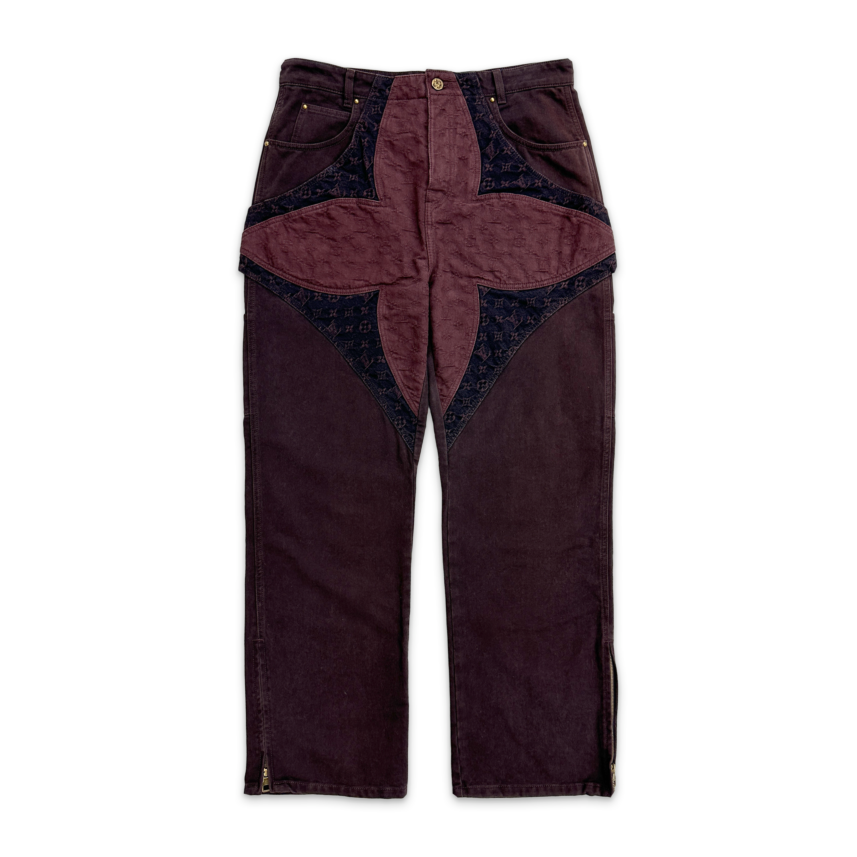 Monogram Flower Jeans "Burgundy"