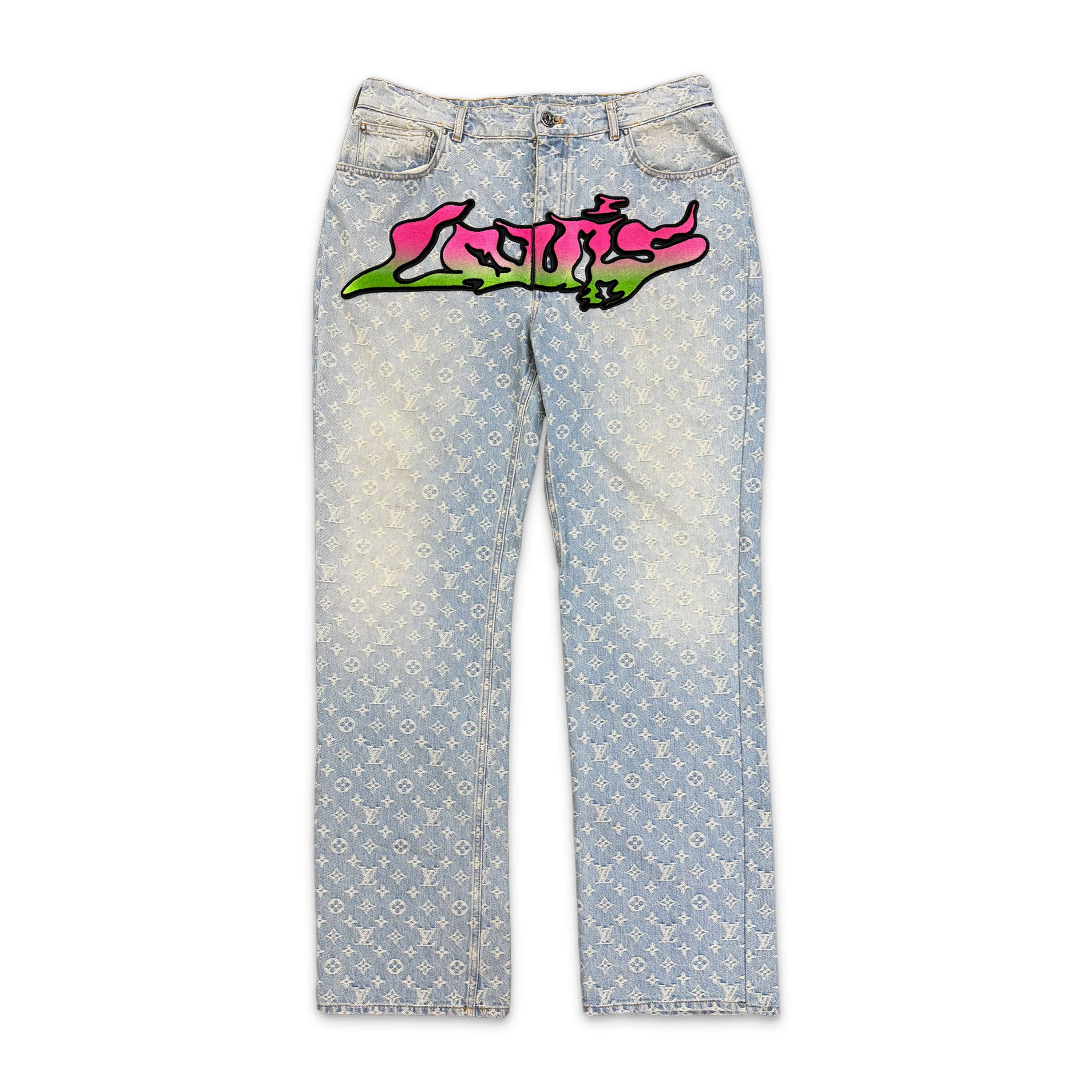Louis Vuitton, Baggy Graffiti Denim Jeans "Indigo"