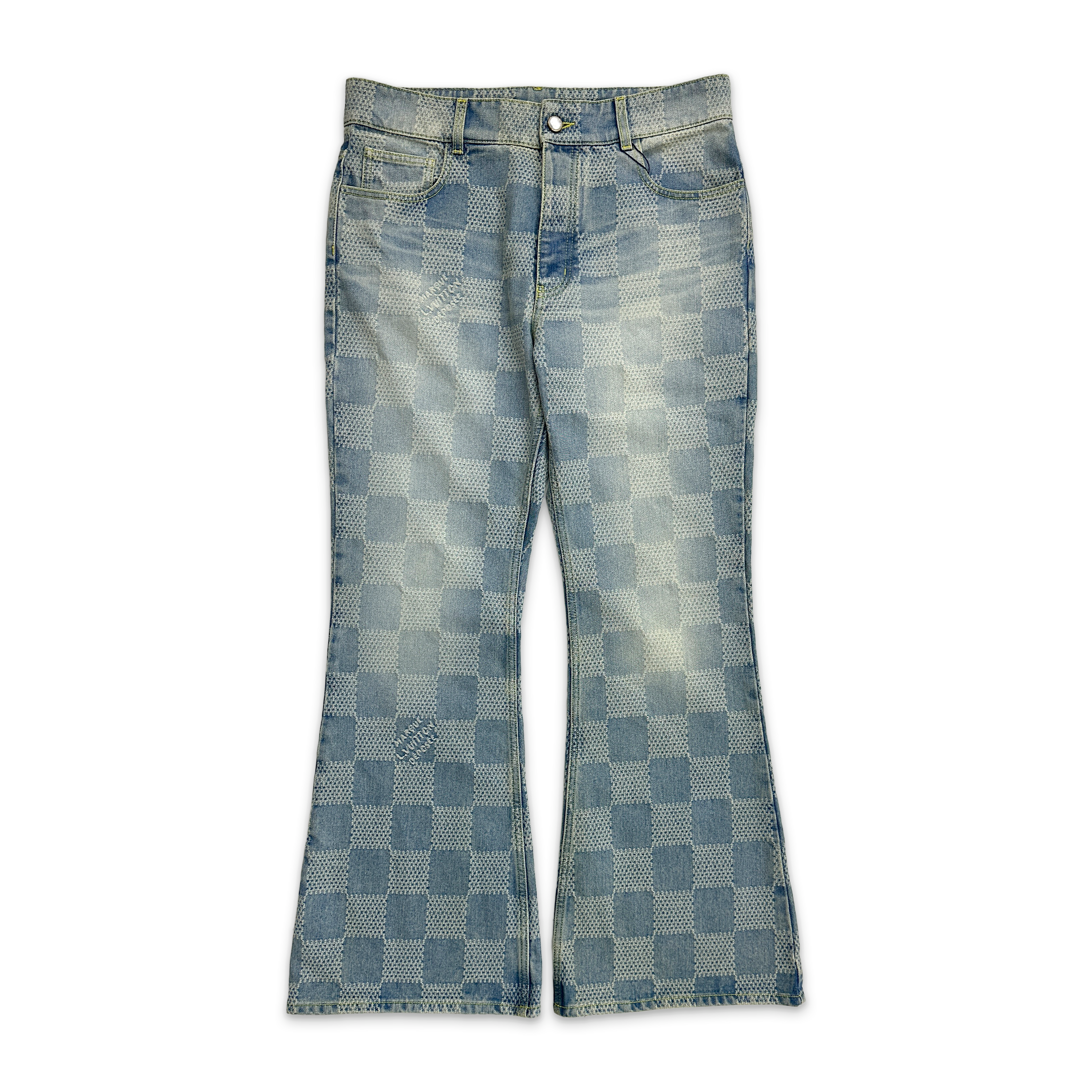 Louis Vuitton, Damier Denim 3D Bootcut Pants "Light Denim"