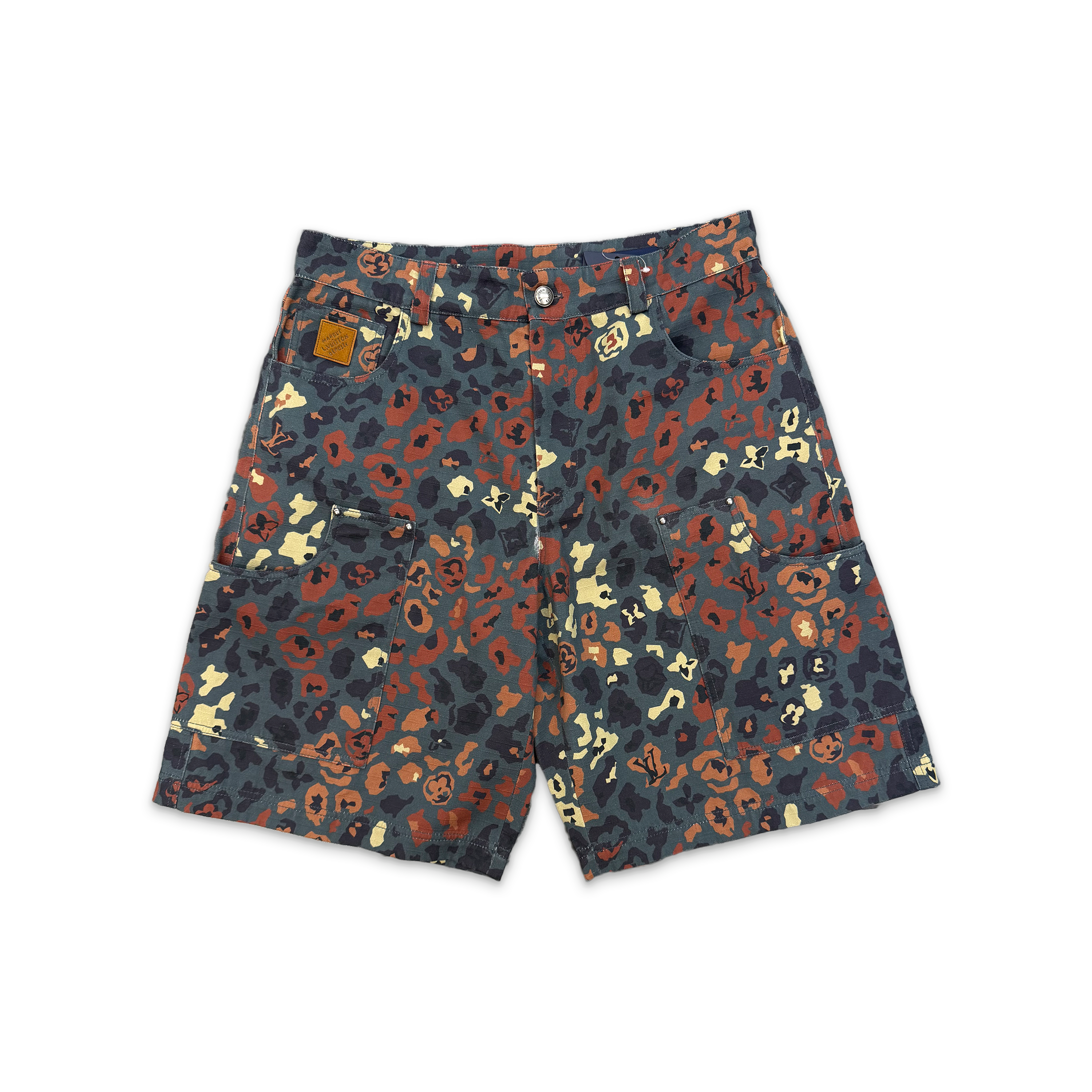 Louis Vuitton, Printed Carpenter Shorts “Red Grey Camo"
