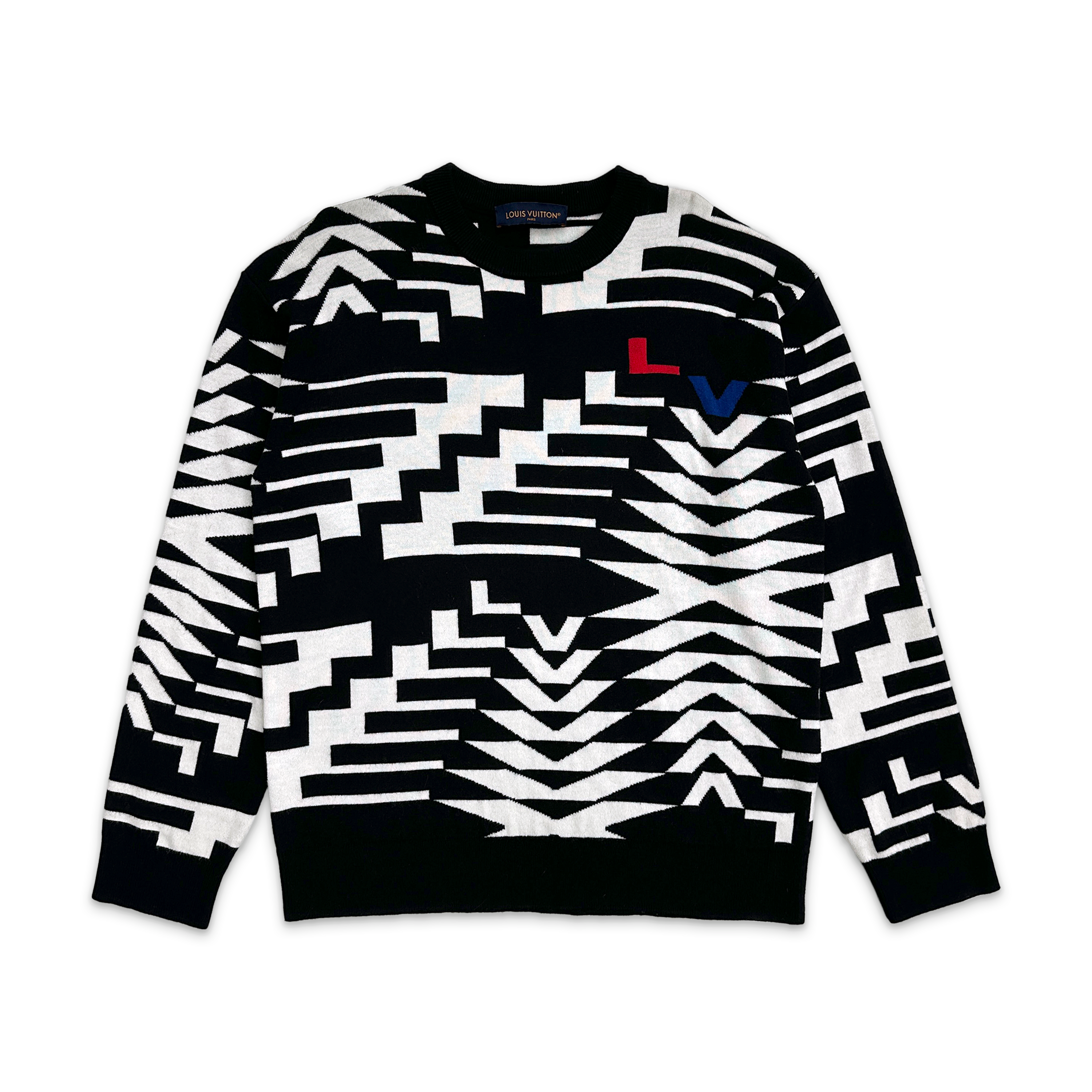 Geometric Fire Tree Monogram Sweater "Black White"