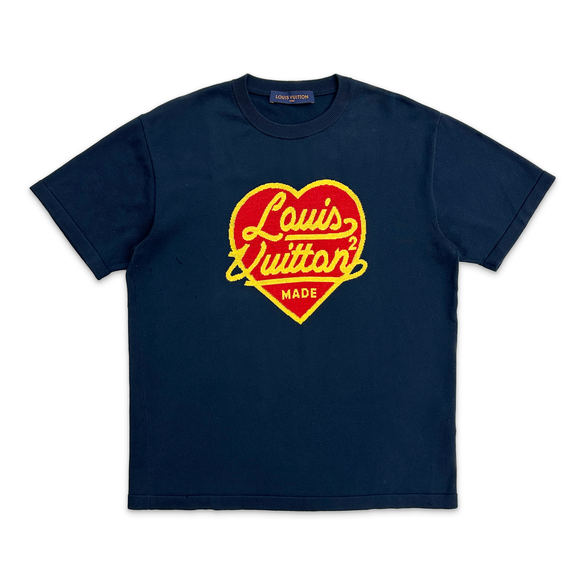 x Nigo Human Made Intarsia Jacquard Heart Crewneck Tee “Navy”
