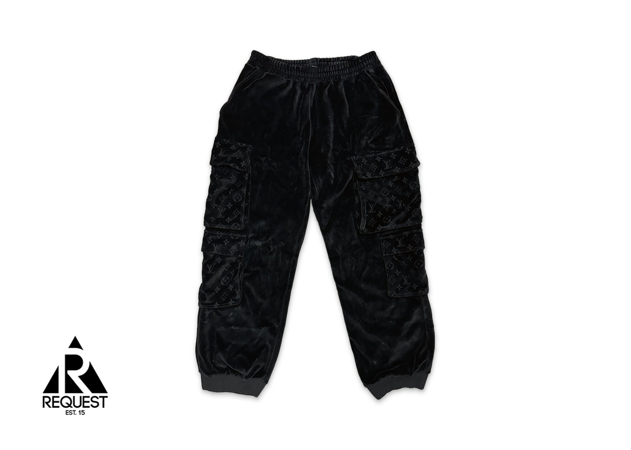 Embossed Velour Multi Pocket Cargo Pants "Black"