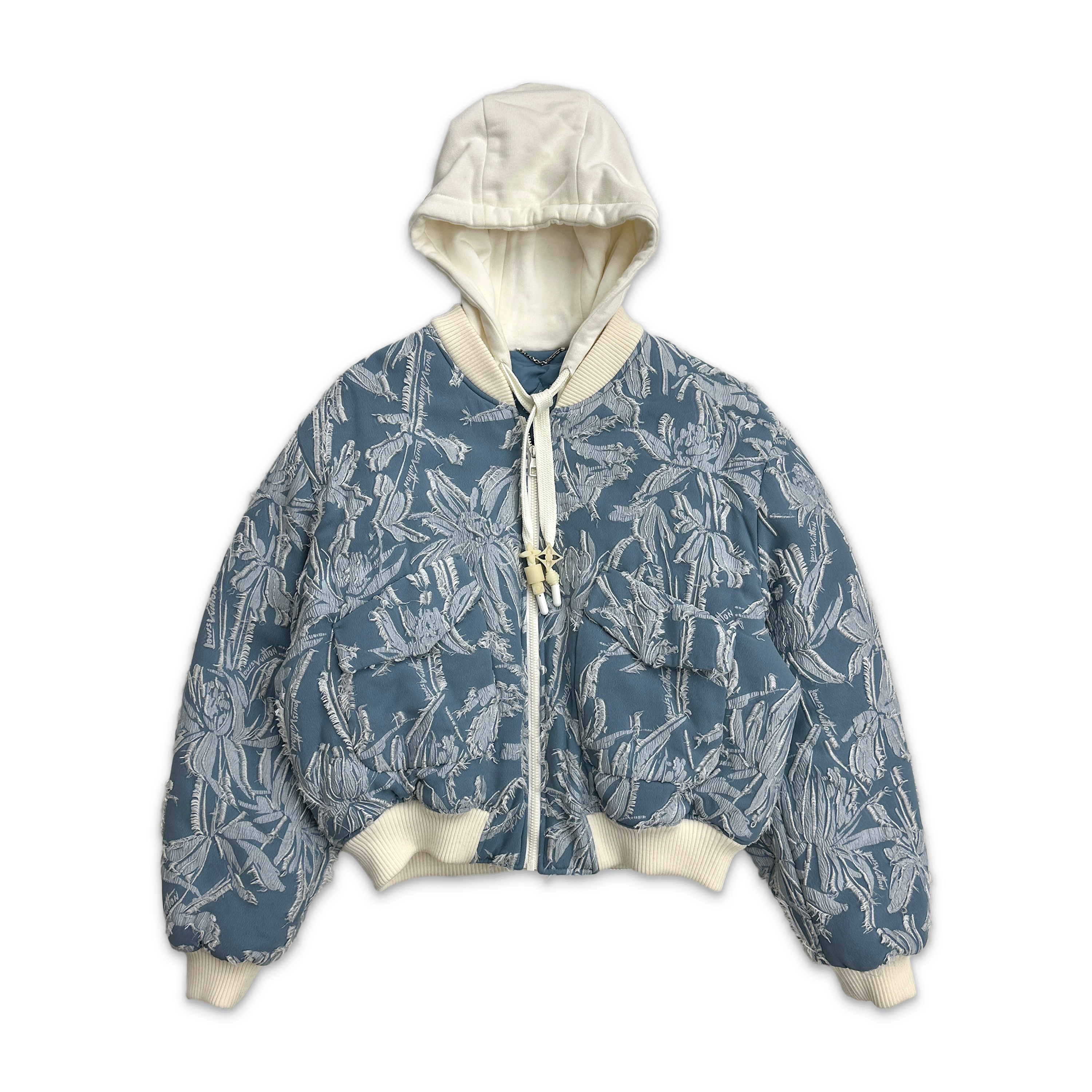Cropped Hooded Bomber Jacket "Sky Blue"