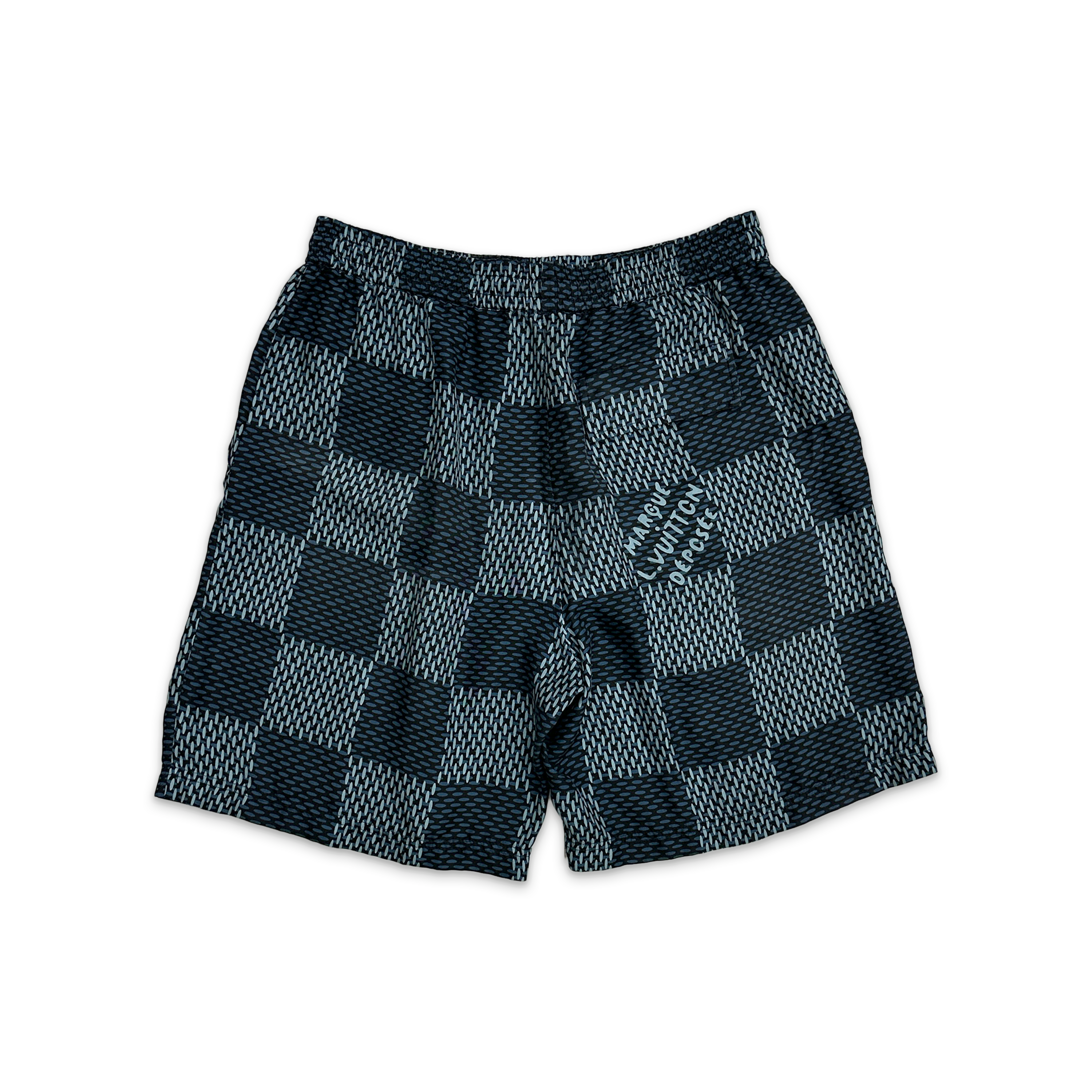 Louis Vuitton, Silk Damier Shorts "Blue Haze"