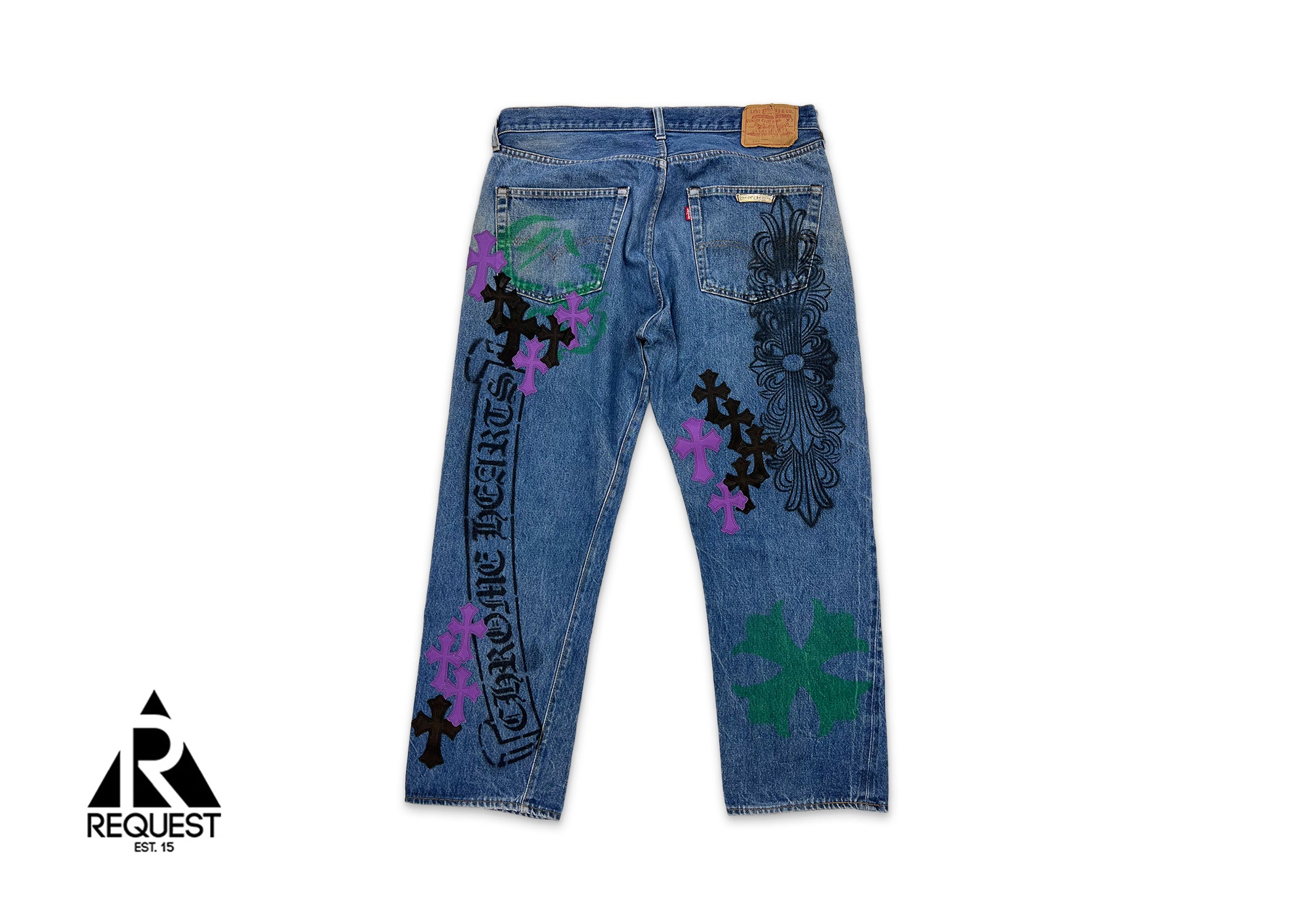 Levi's Light Wash Stencil Denim Paris Exclusive Matty Boy 1/1 “Black & Purple Crosses"