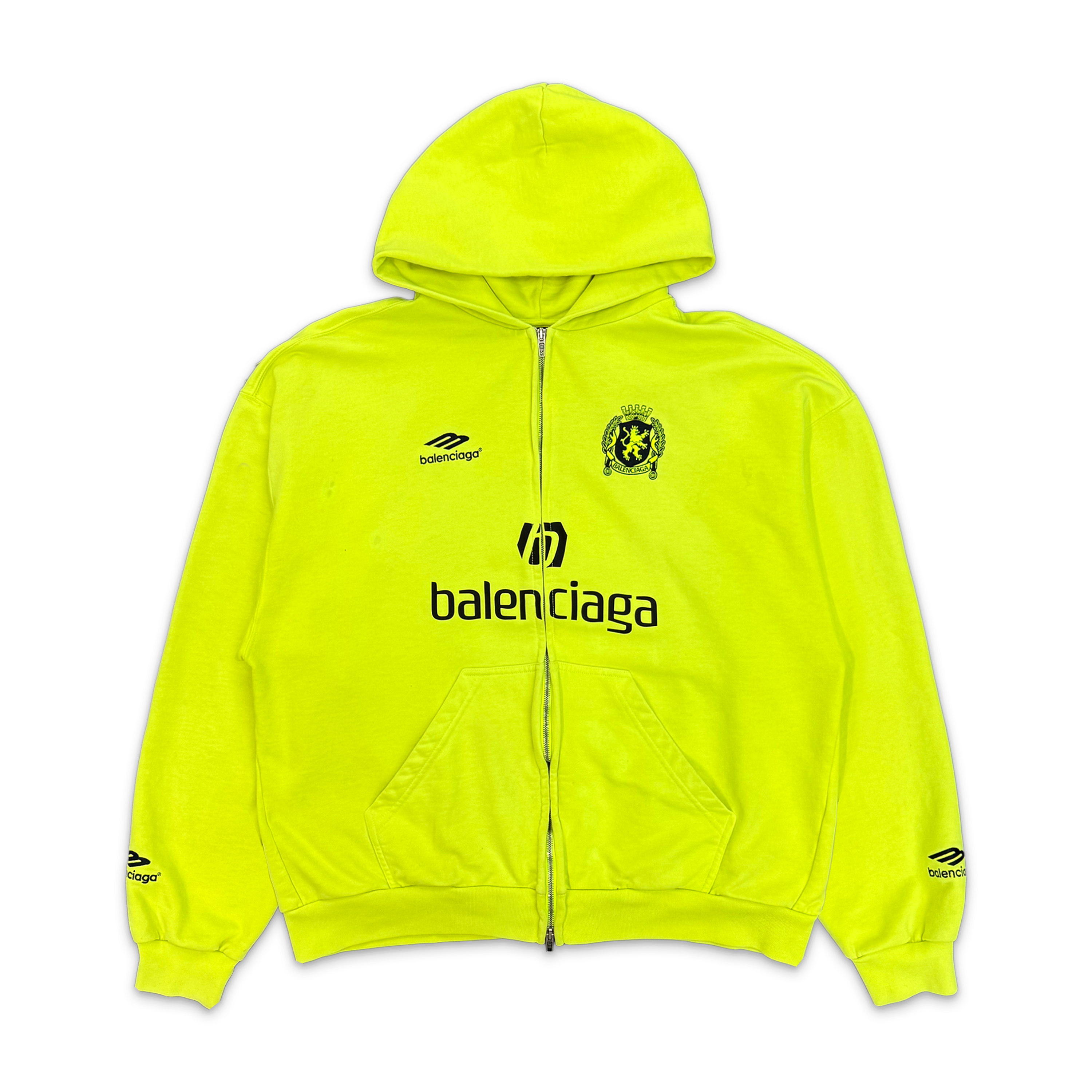 Mayfair Paris Soccer Zip-Up Hoodie "Neon Yellow"