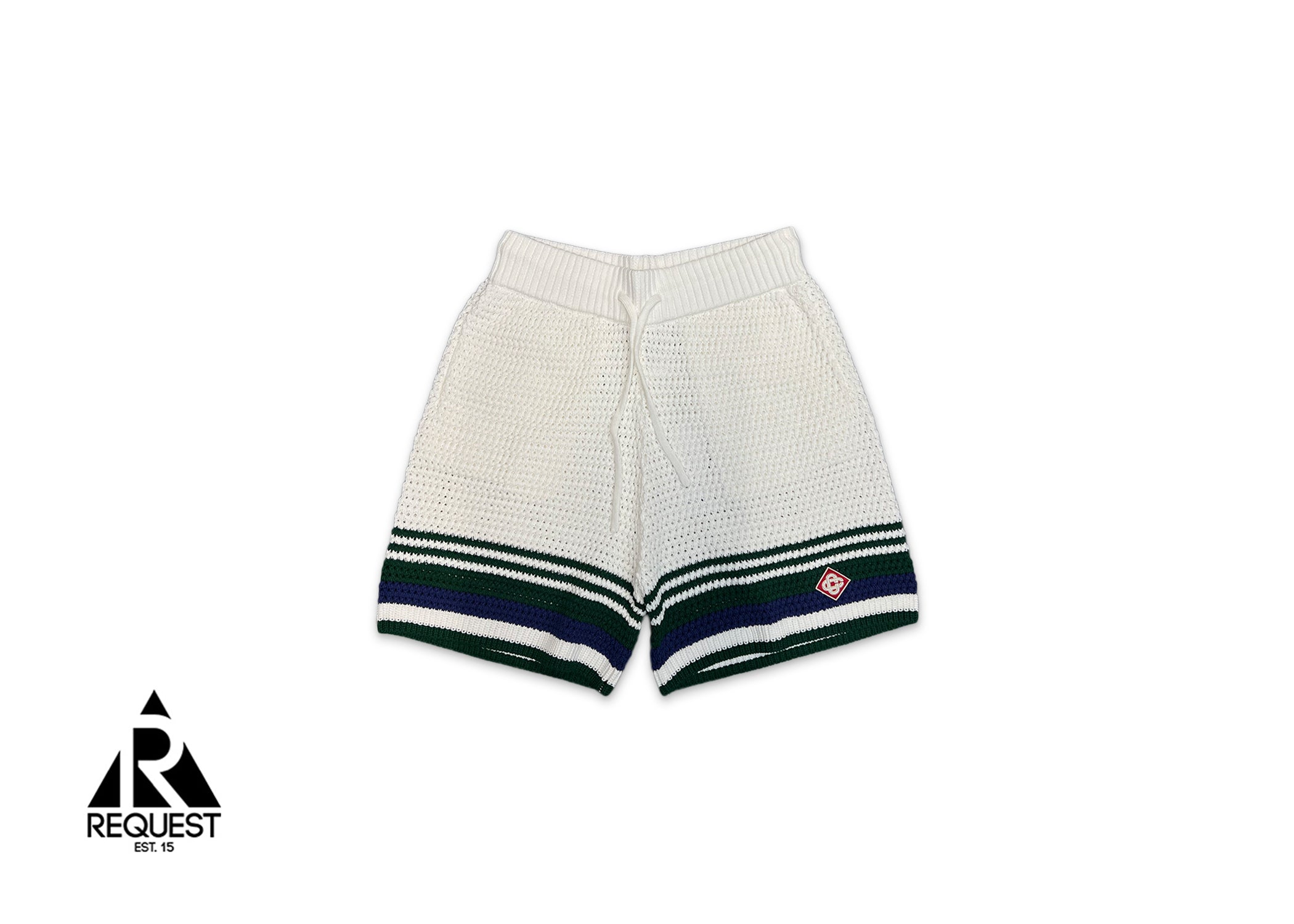 Crochet Effect Tennis Shorts "White/Green"