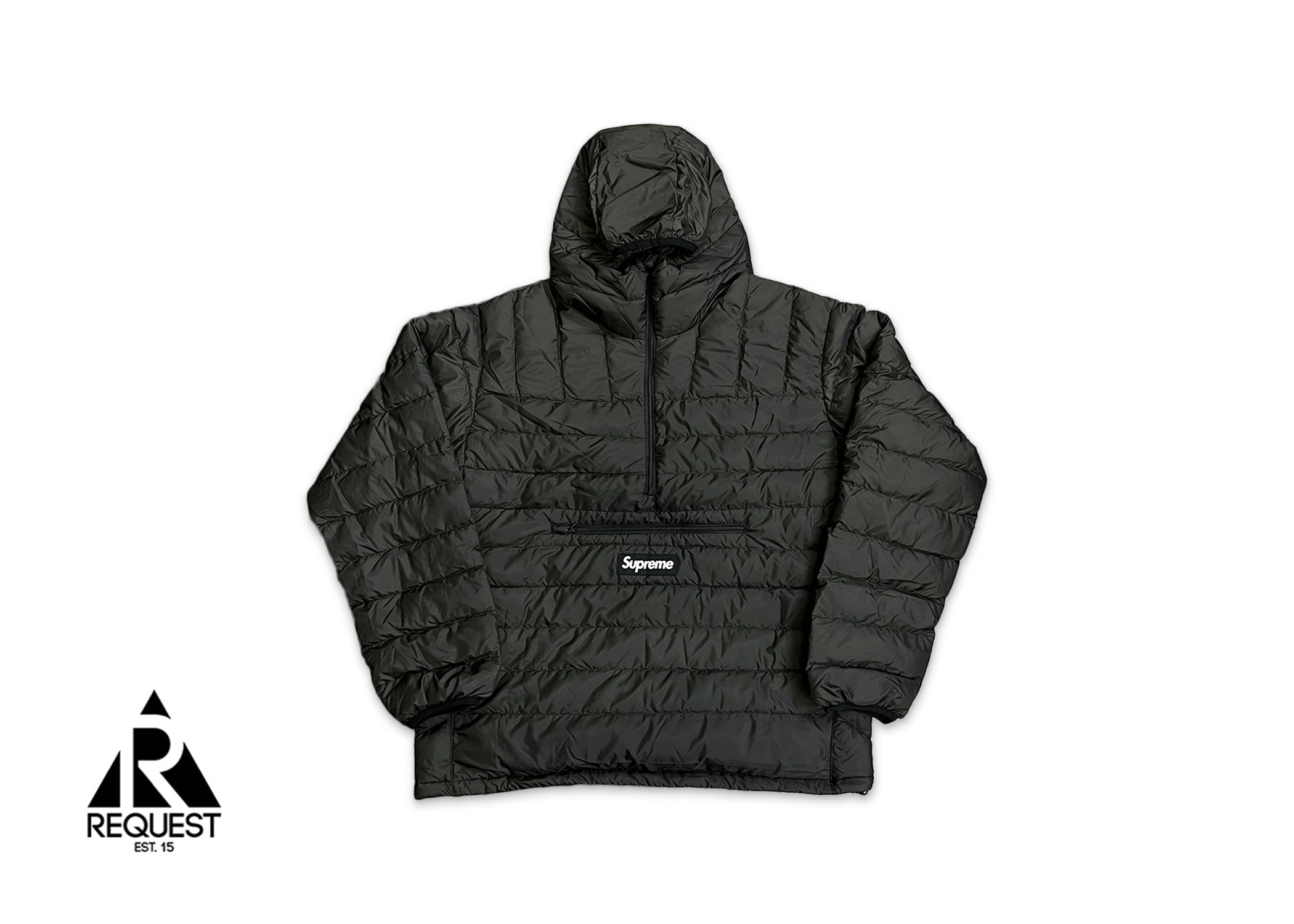 Micro Down Half Zip Hooded Pullover "Black"