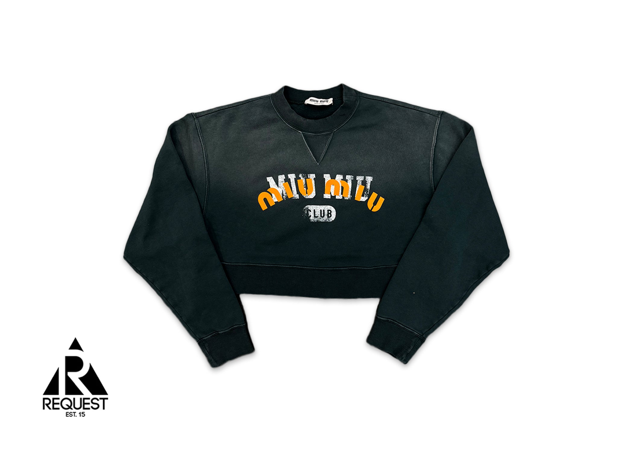 MIU MIU Logo Club Cropped Crewneck "Green"