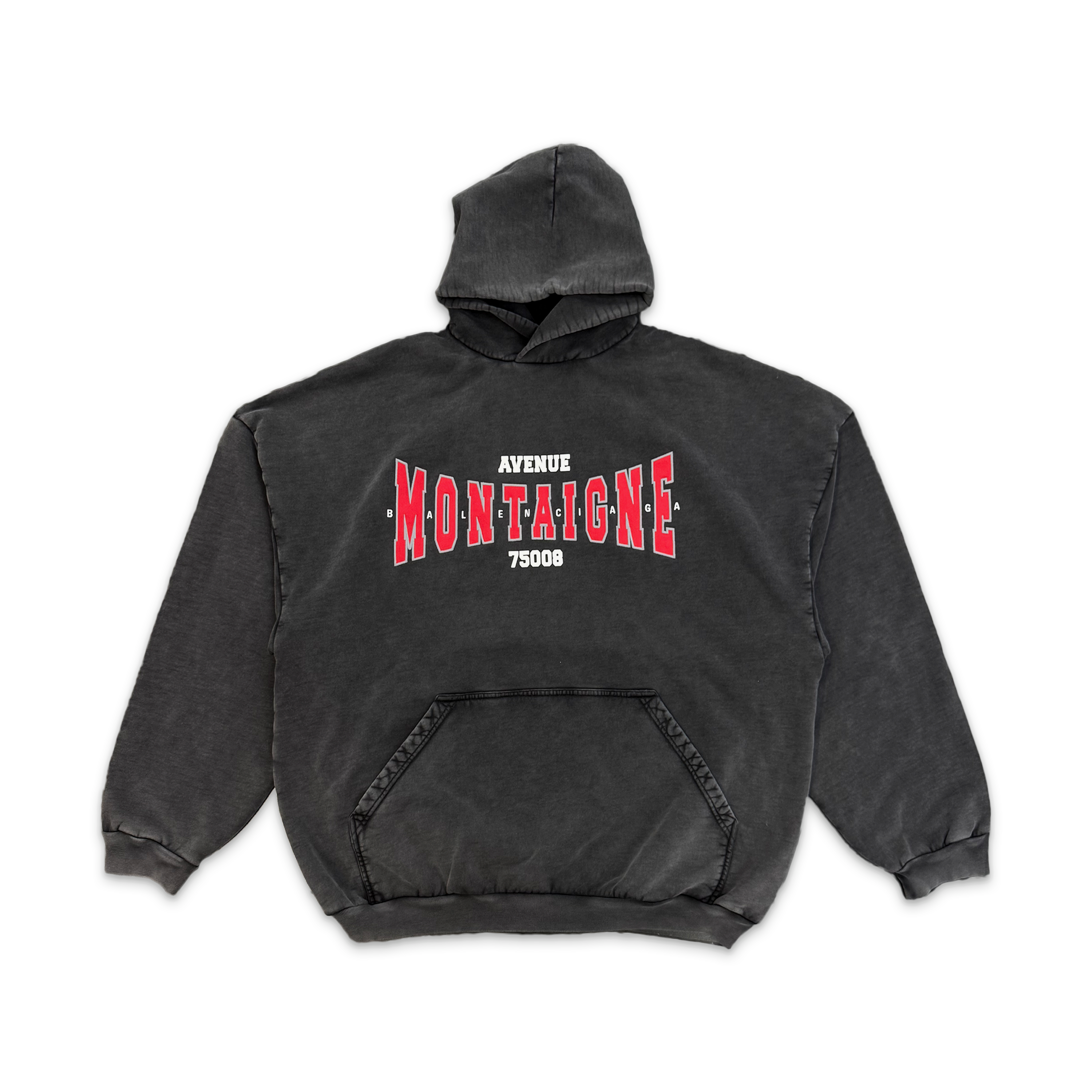 Balenciaga, Montaigne Logo Hoodie "Washed Black"