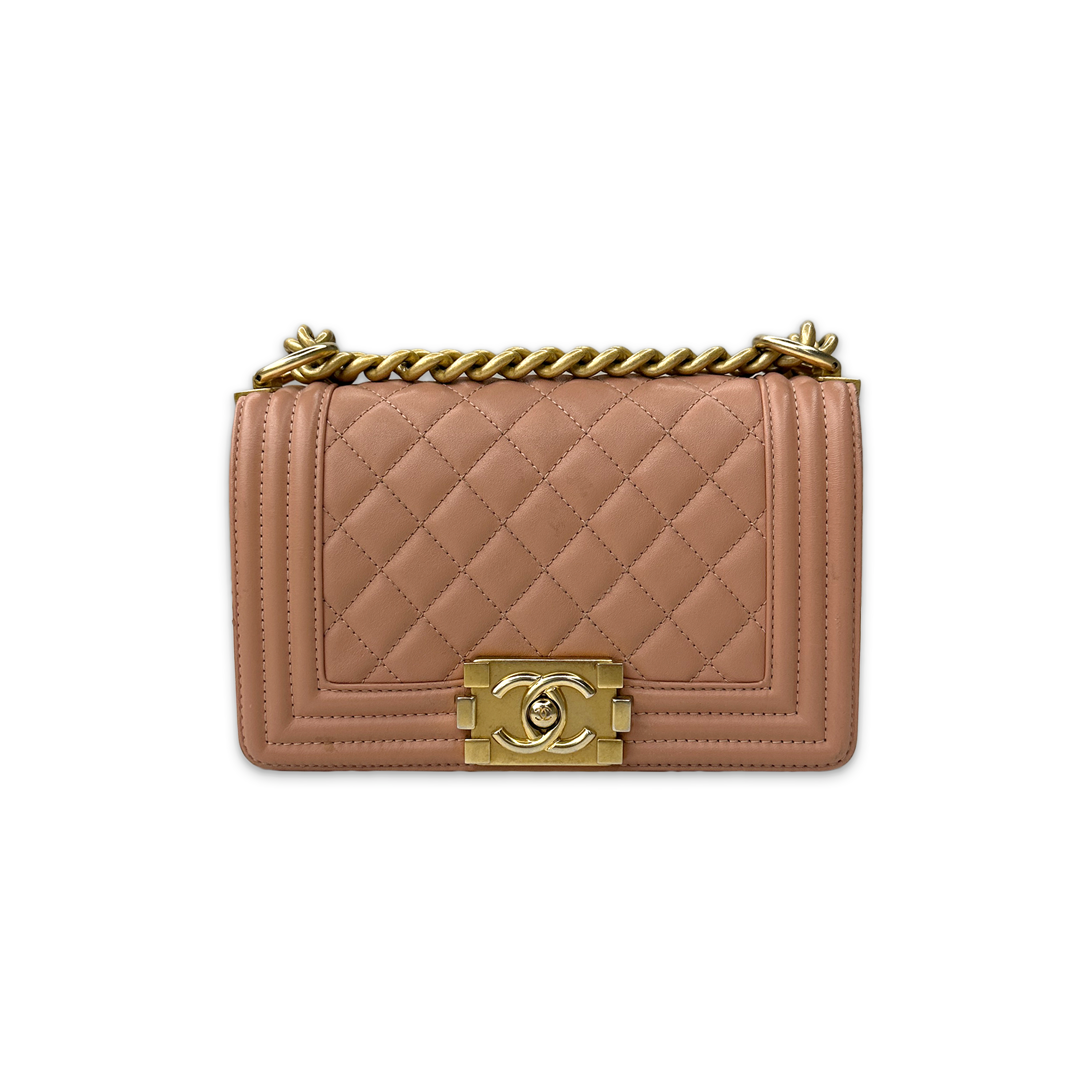 Small Leather Boy Bag "Nude"